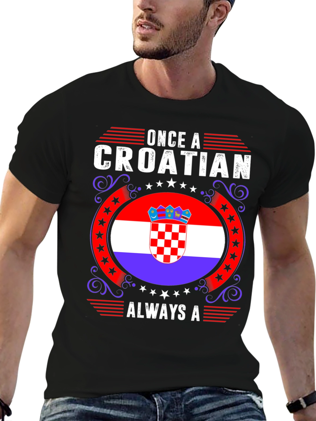 Croatian Pride Graphic T-Shirt - Once A Croatian