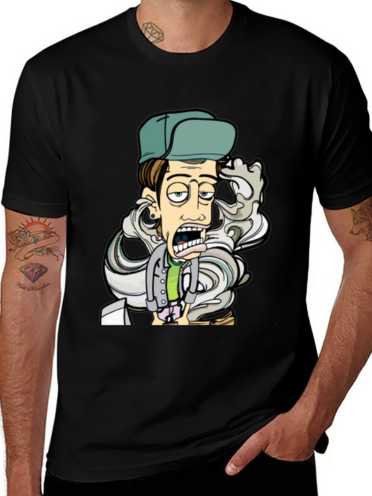 Cartoon Character Graphic T-Shirt - Black