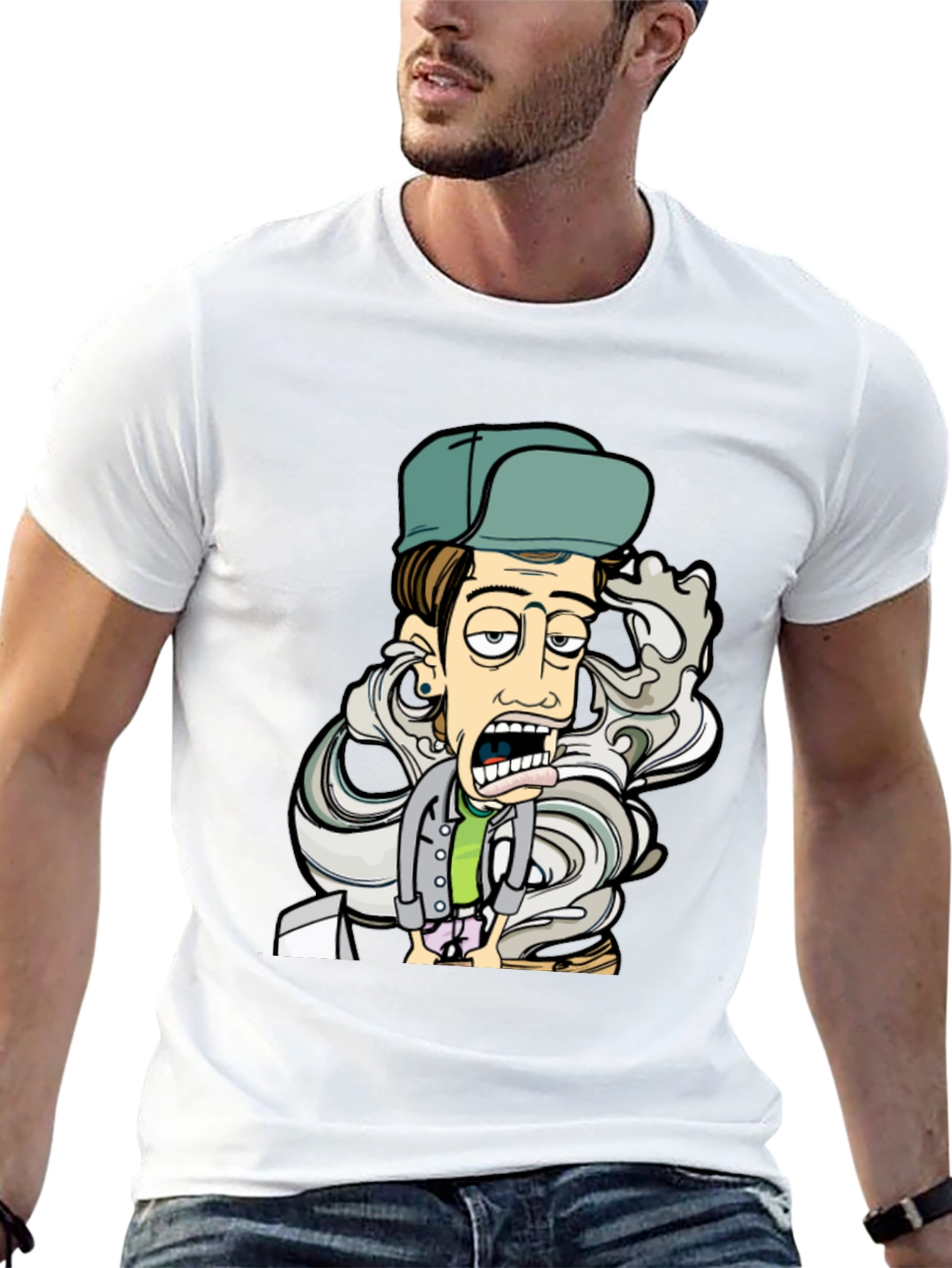 Cartoon Character Graphic T-Shirt - Black