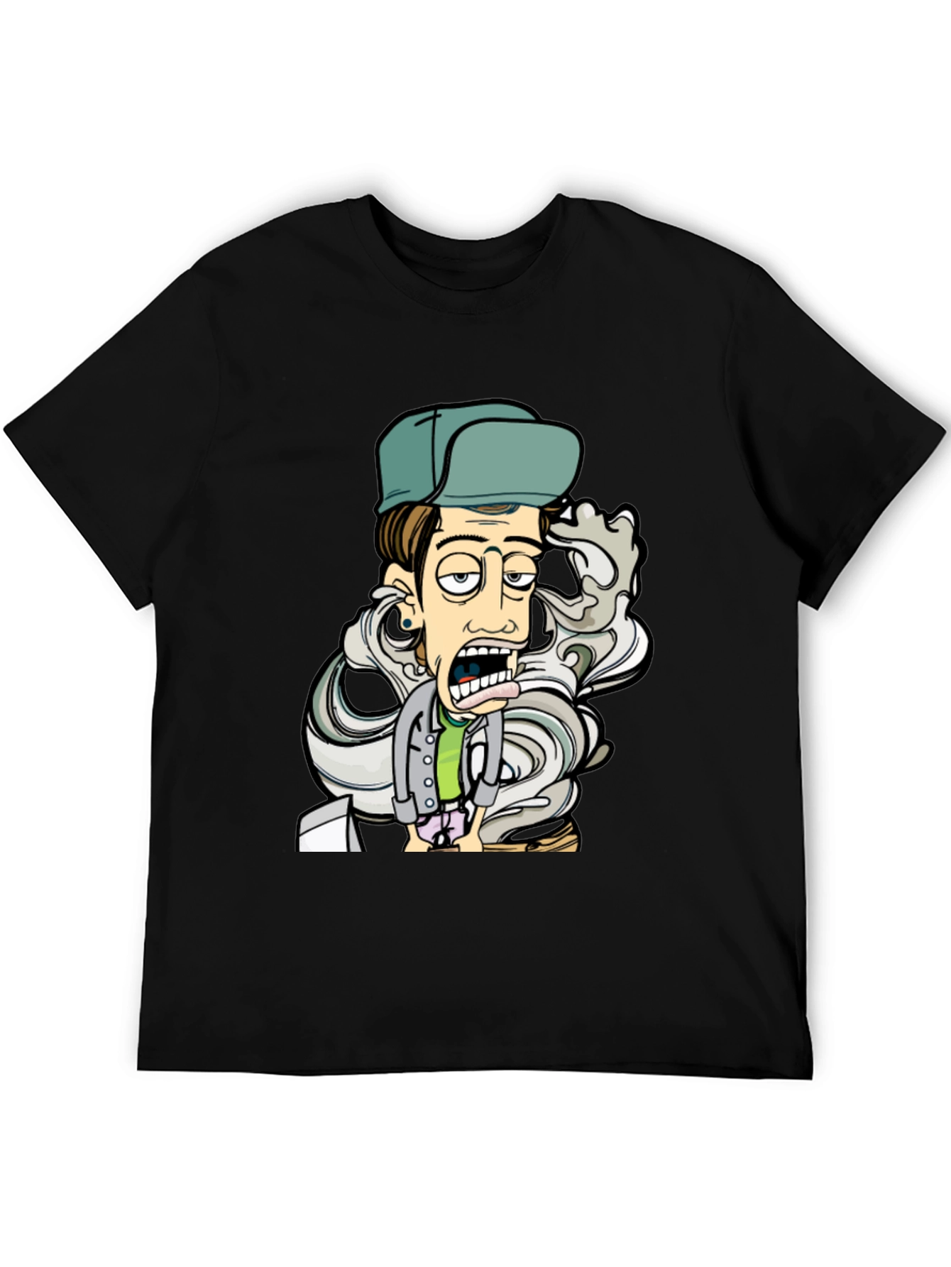 Cartoon Character Graphic T-Shirt - Black