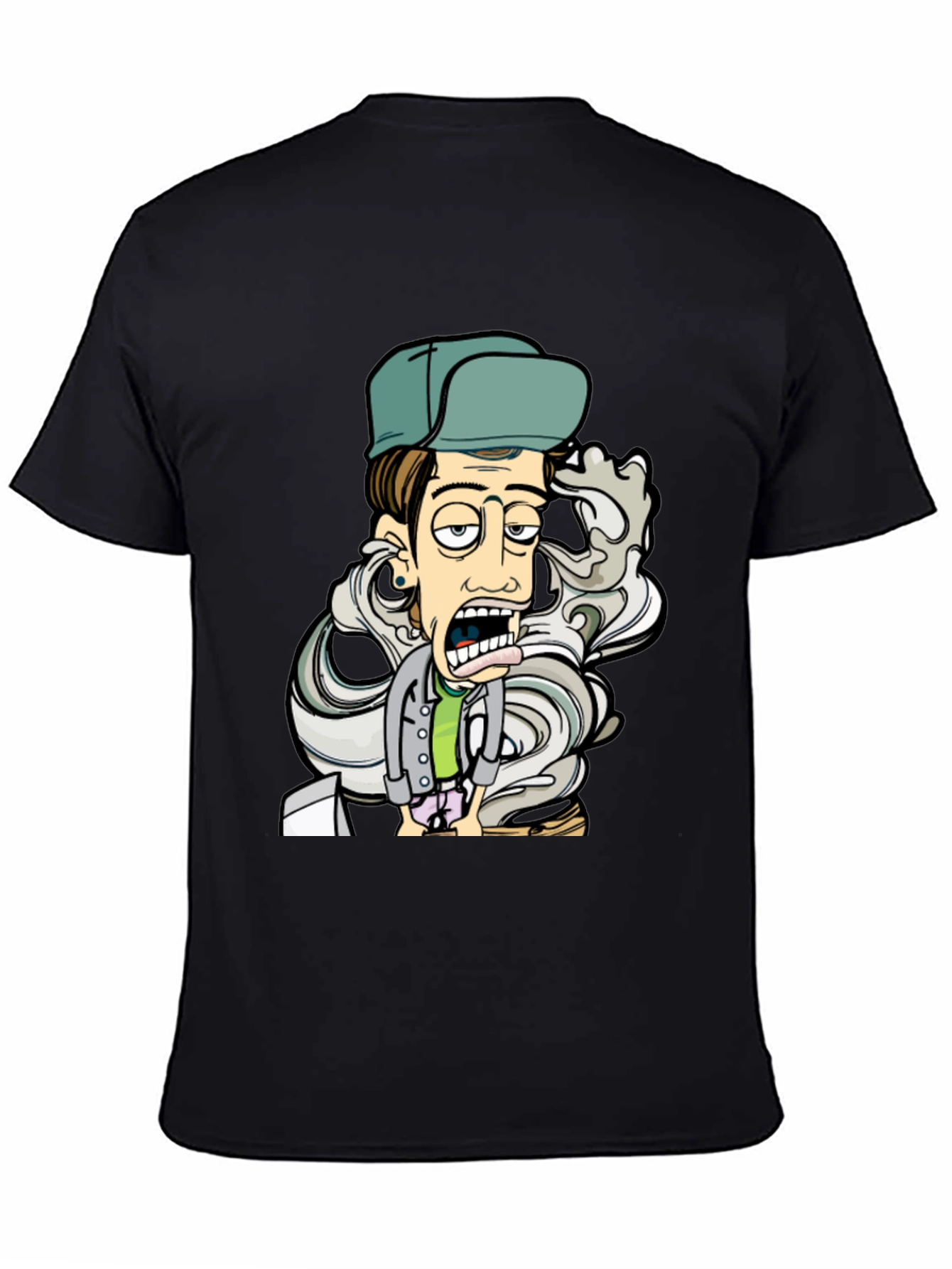 Cartoon Character Graphic T-Shirt - Black