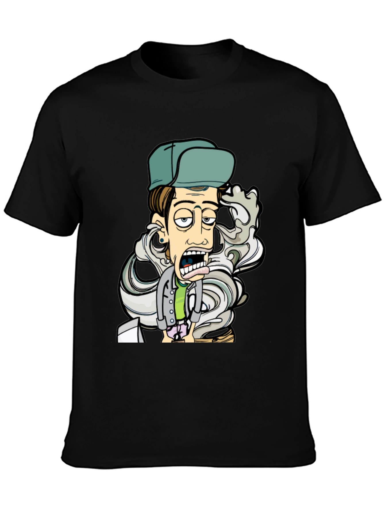 Cartoon Character Graphic T-Shirt - Black