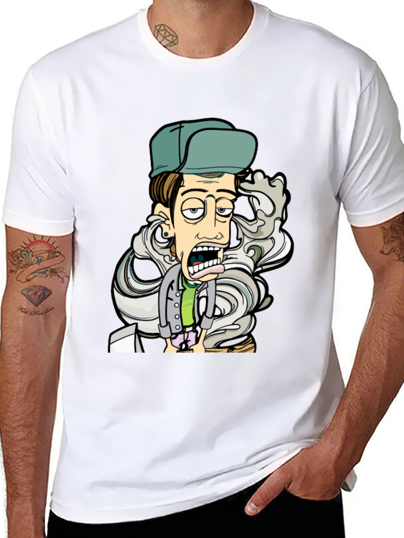 Cartoon Character Graphic T-Shirt - Black