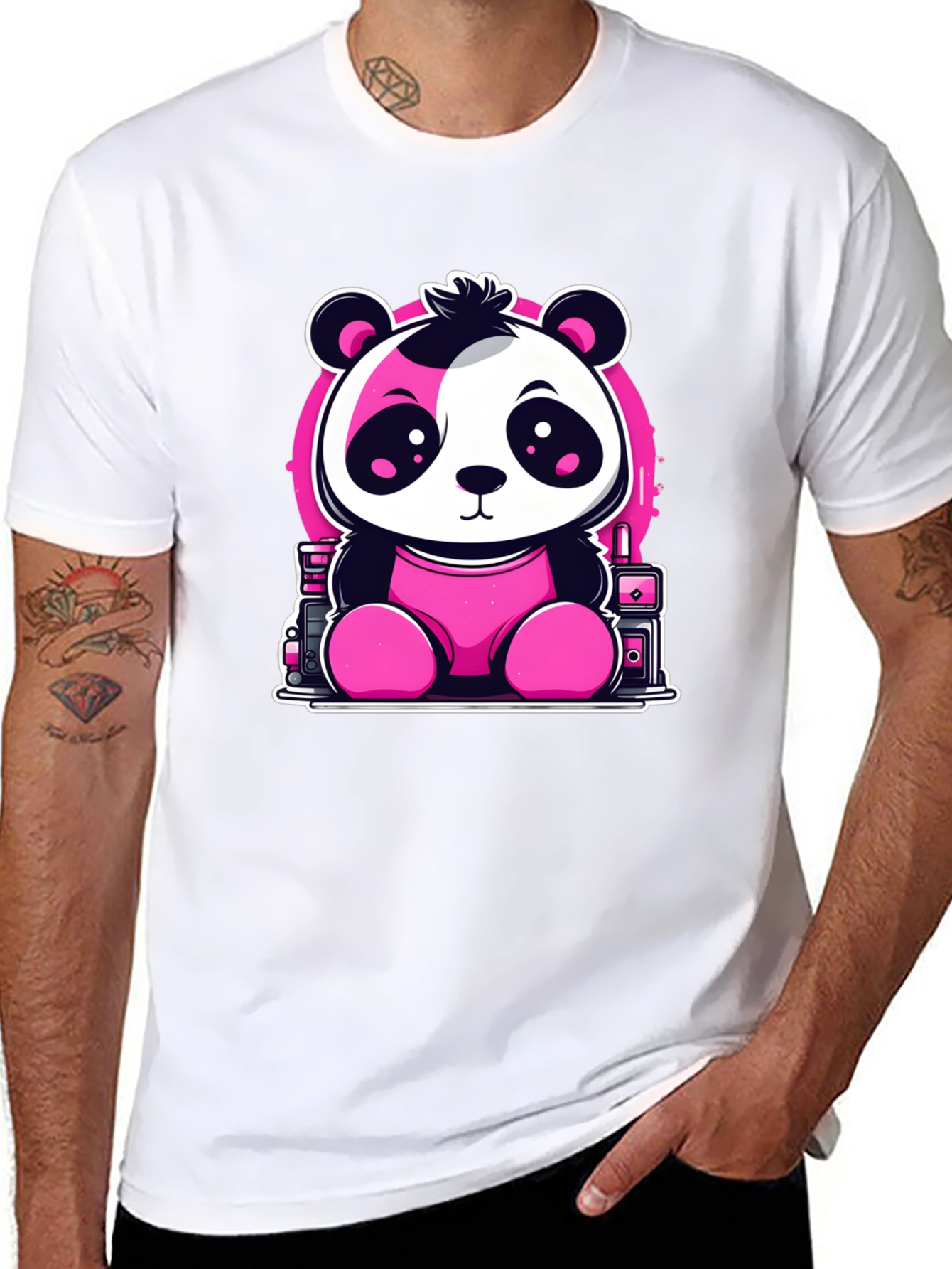 Cute Panda T-Shirt - Black