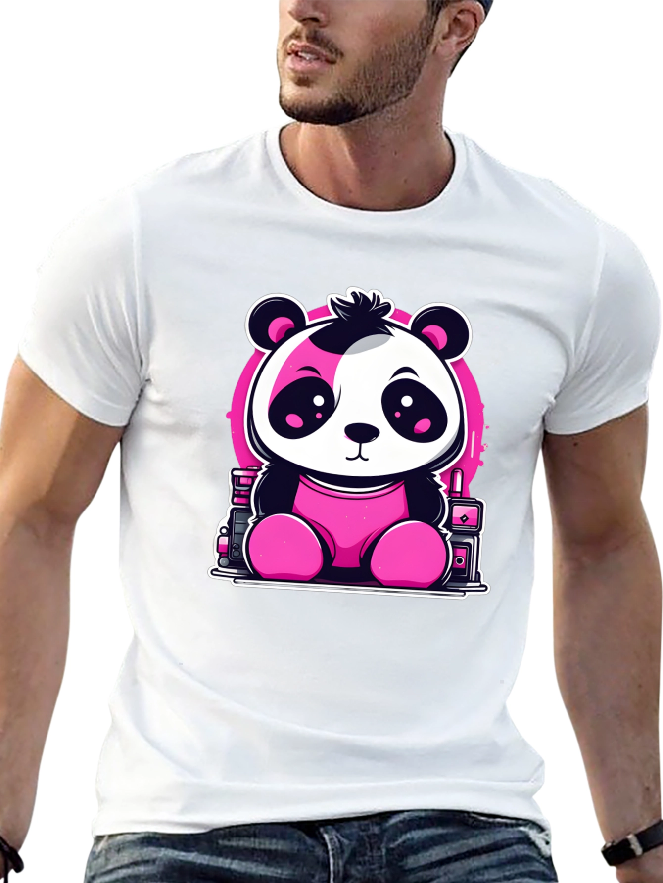 Cute Panda T-Shirt - Black