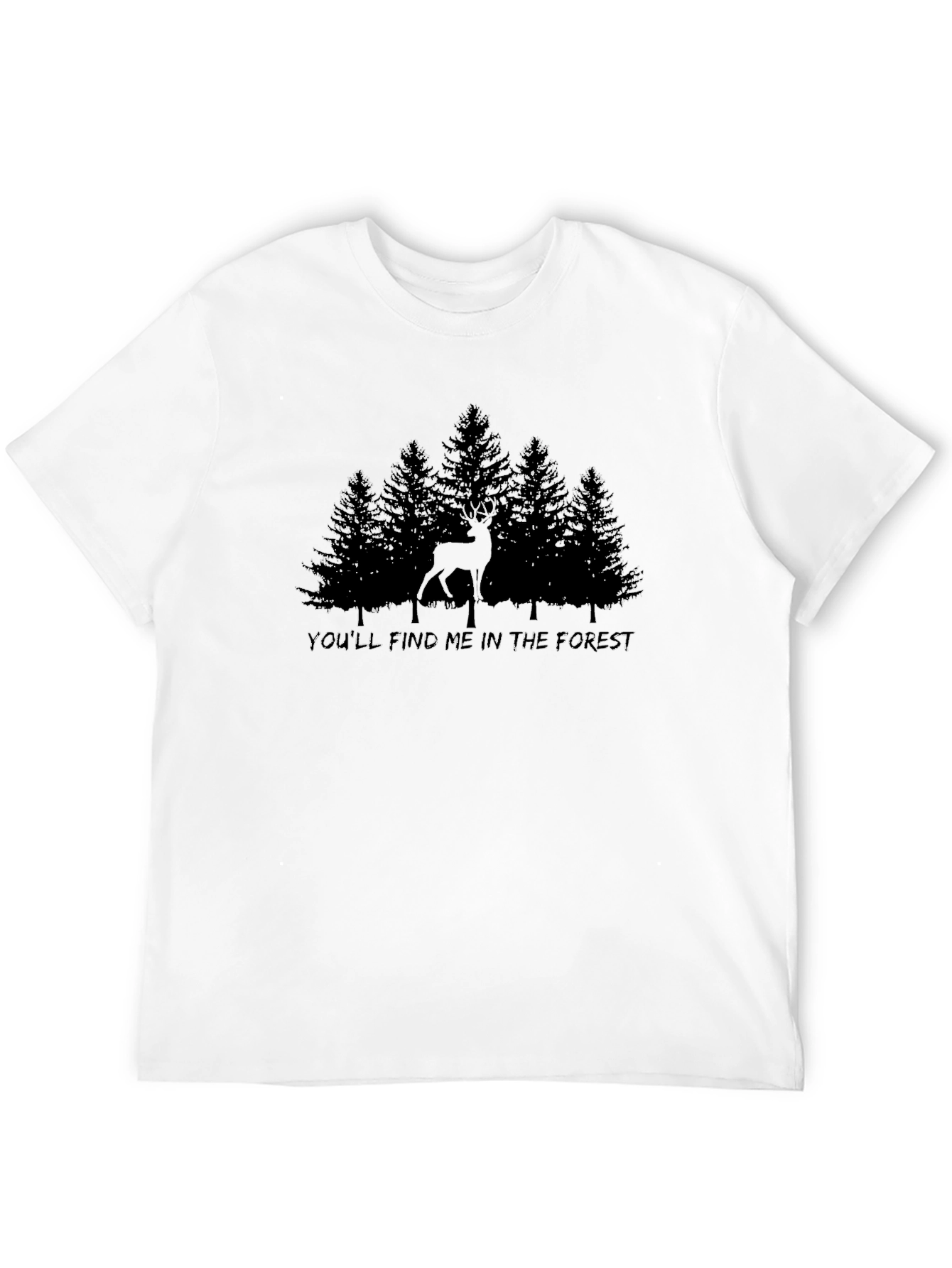 Forest Deer Graphic T-Shirt - Black