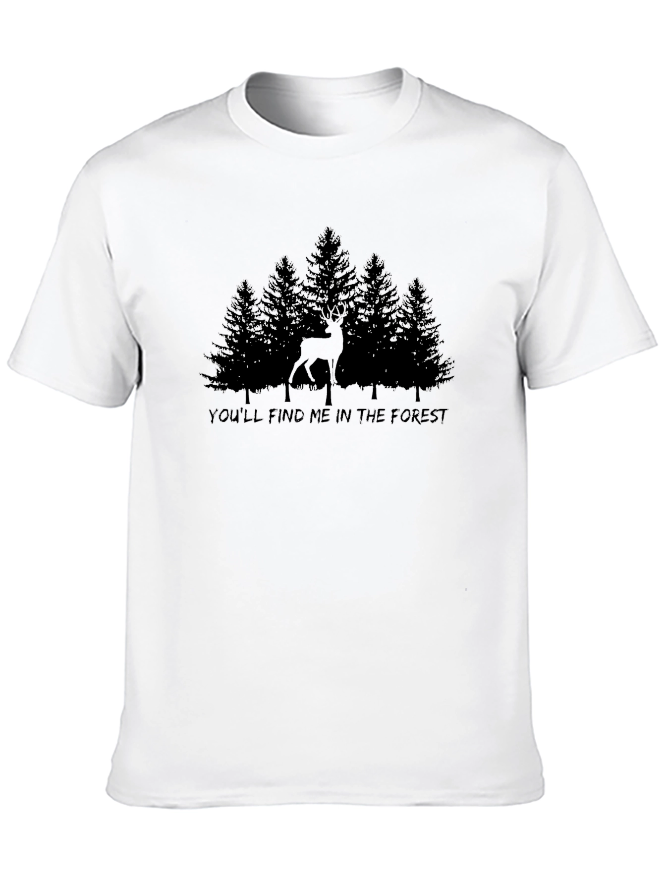 Forest Deer Graphic T-Shirt - Black
