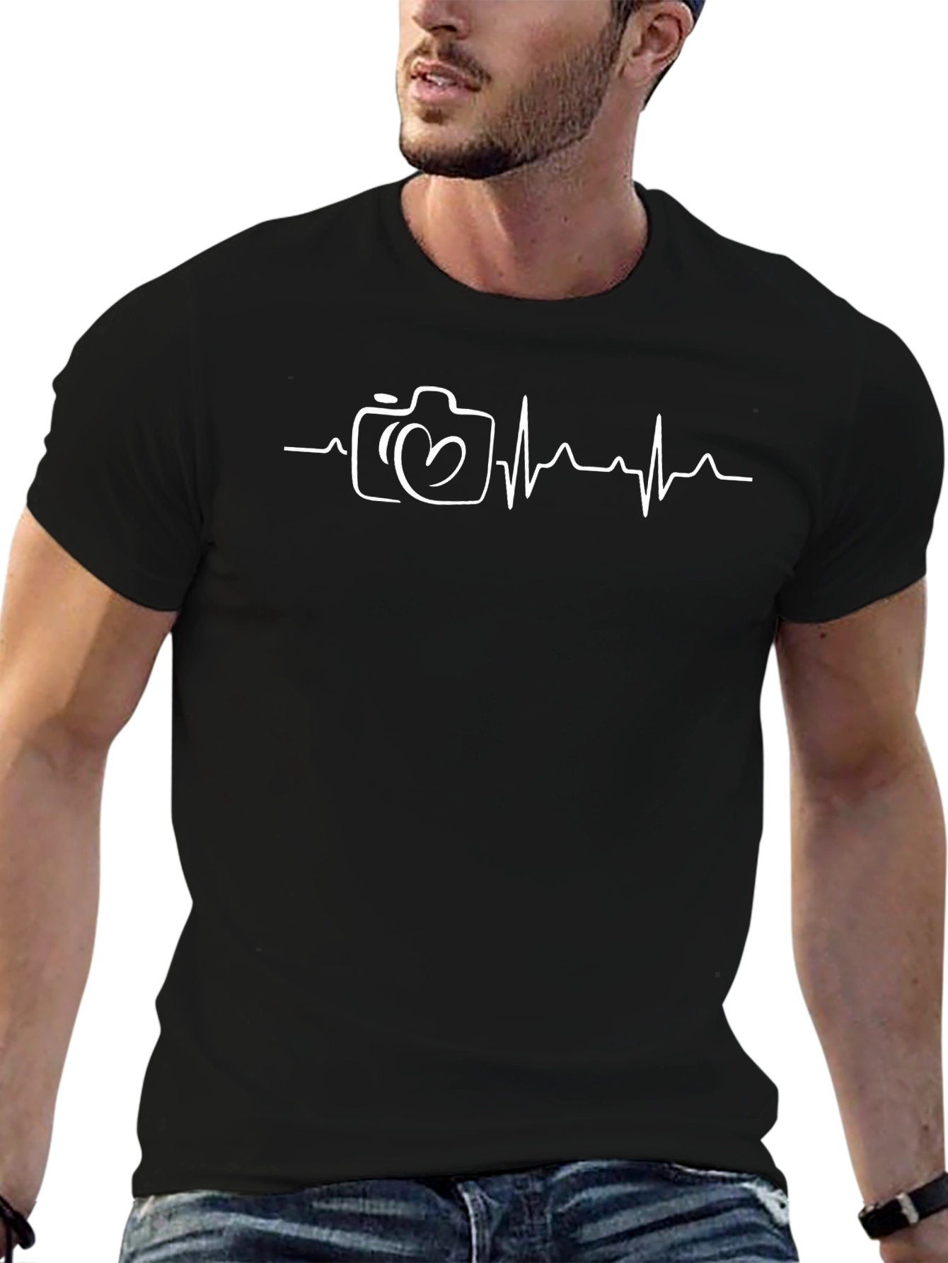 Heartbeat Camera Graphic Tee - Photographer Gift