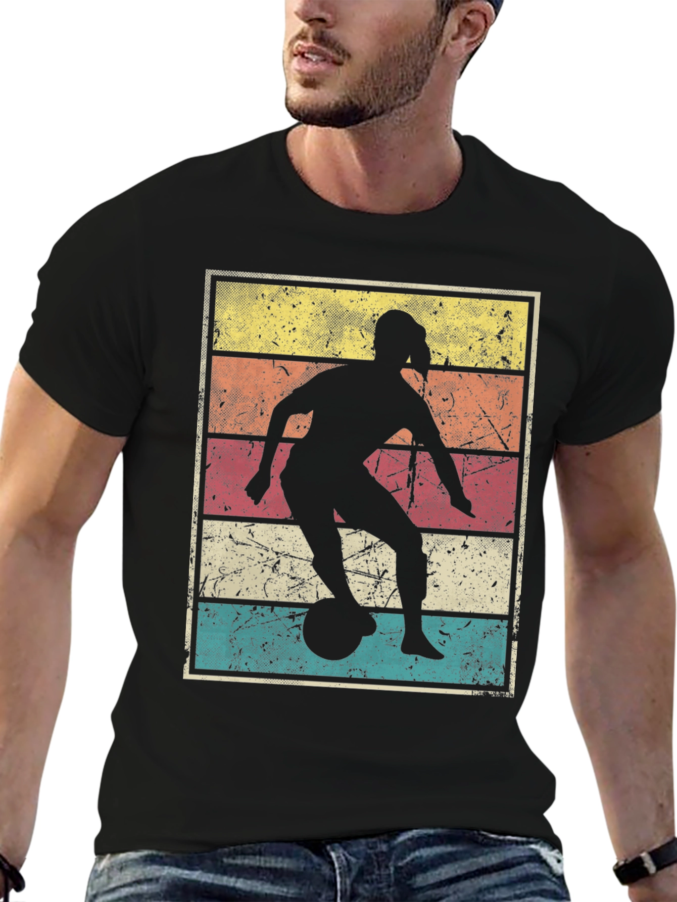 Retro Soccer Girl T-Shirt - Distressed Graphic Tee
