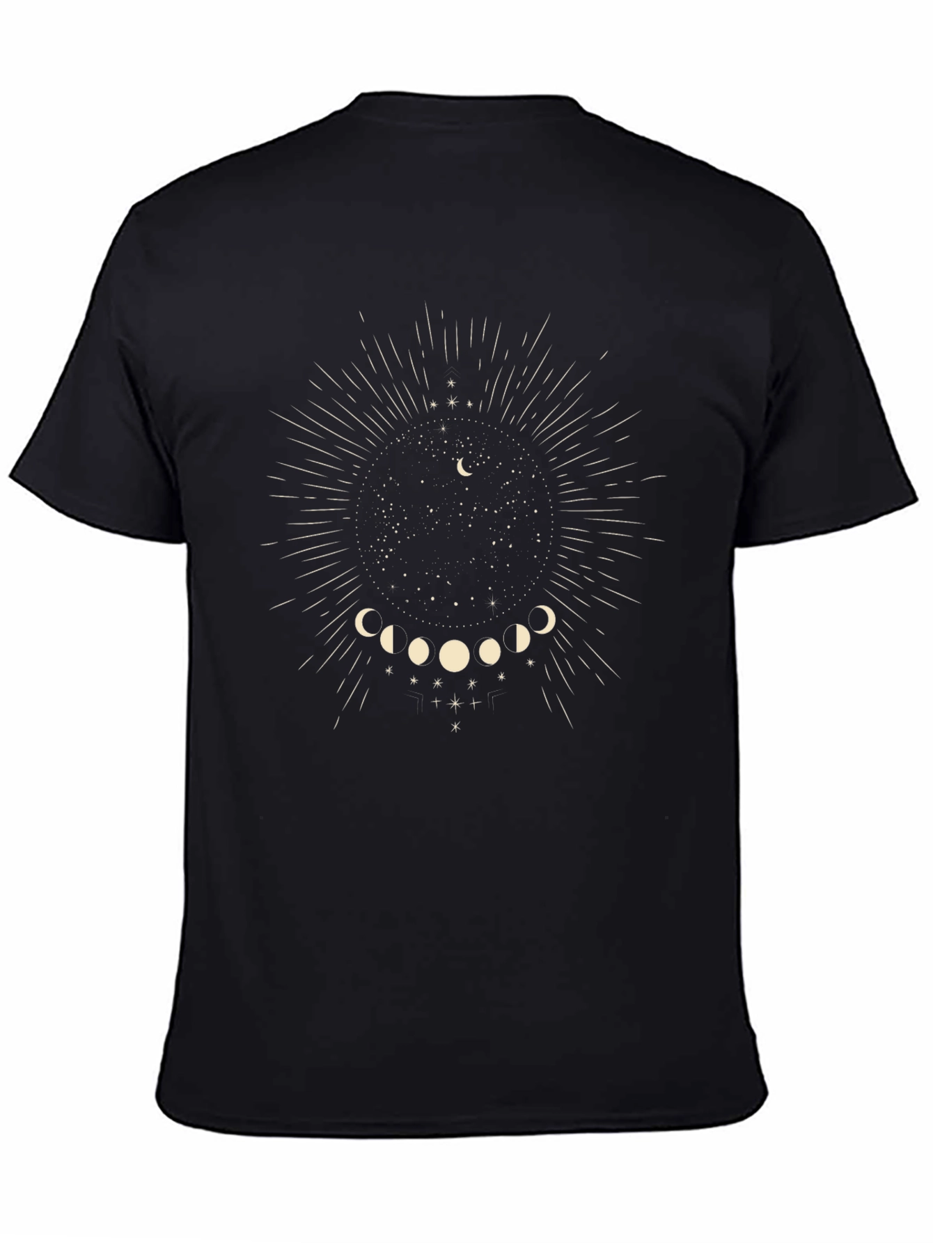 Celestial Moon Phase Graphic Tee - Black