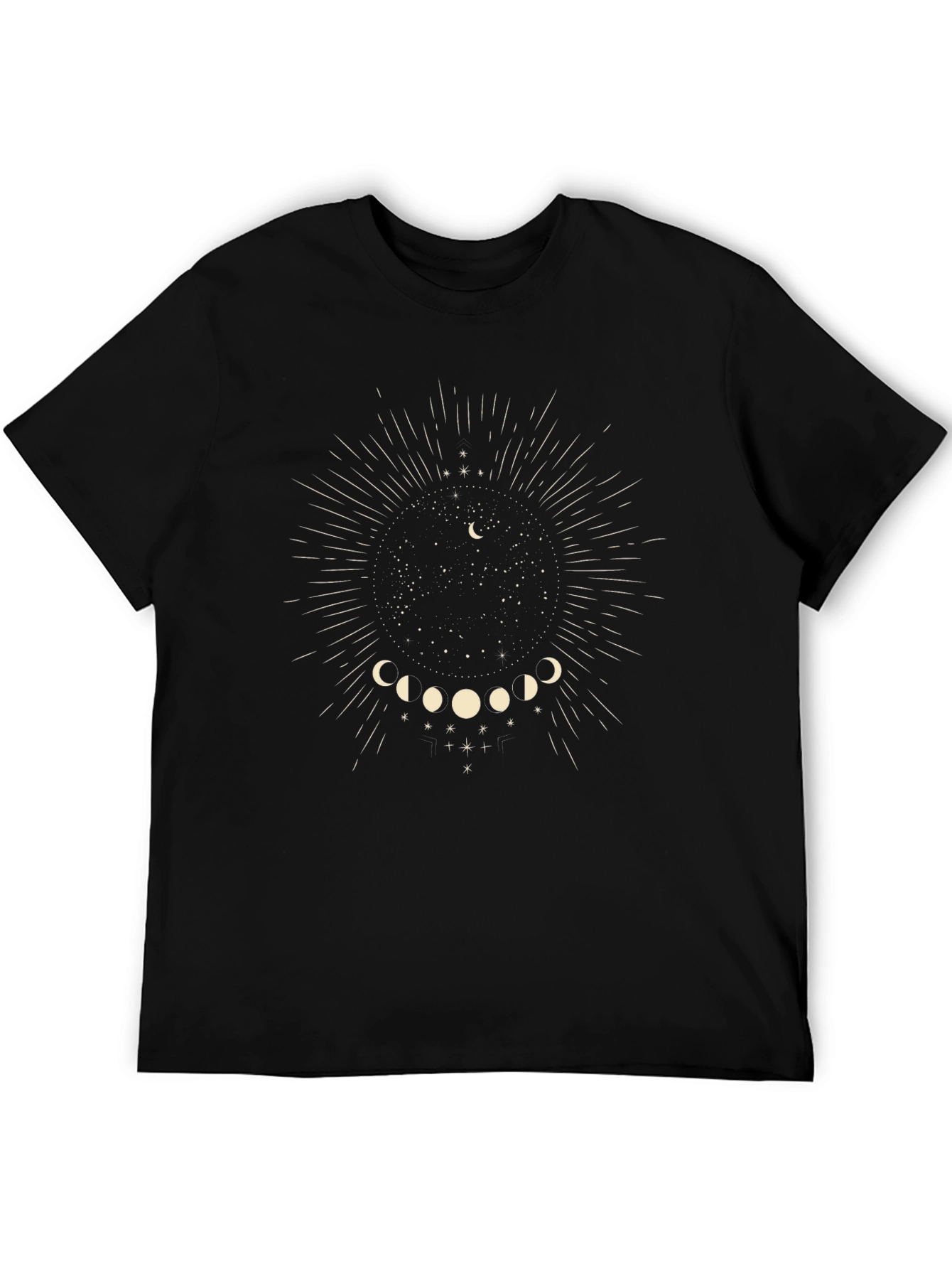 Celestial Moon Phase Graphic Tee - Black