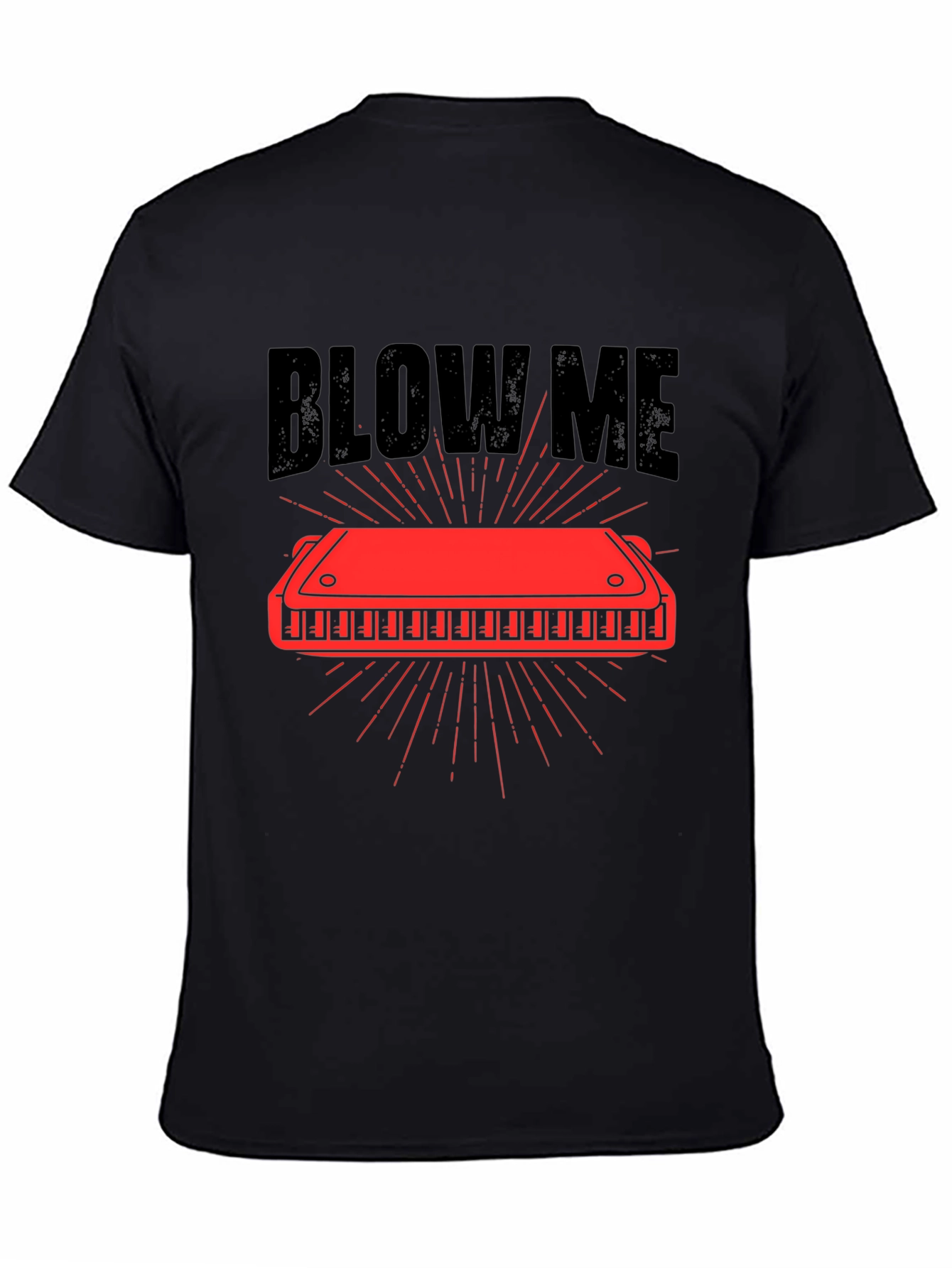 Blow Me Harmonica Graphic Tee - Black Cotton T-Shirt