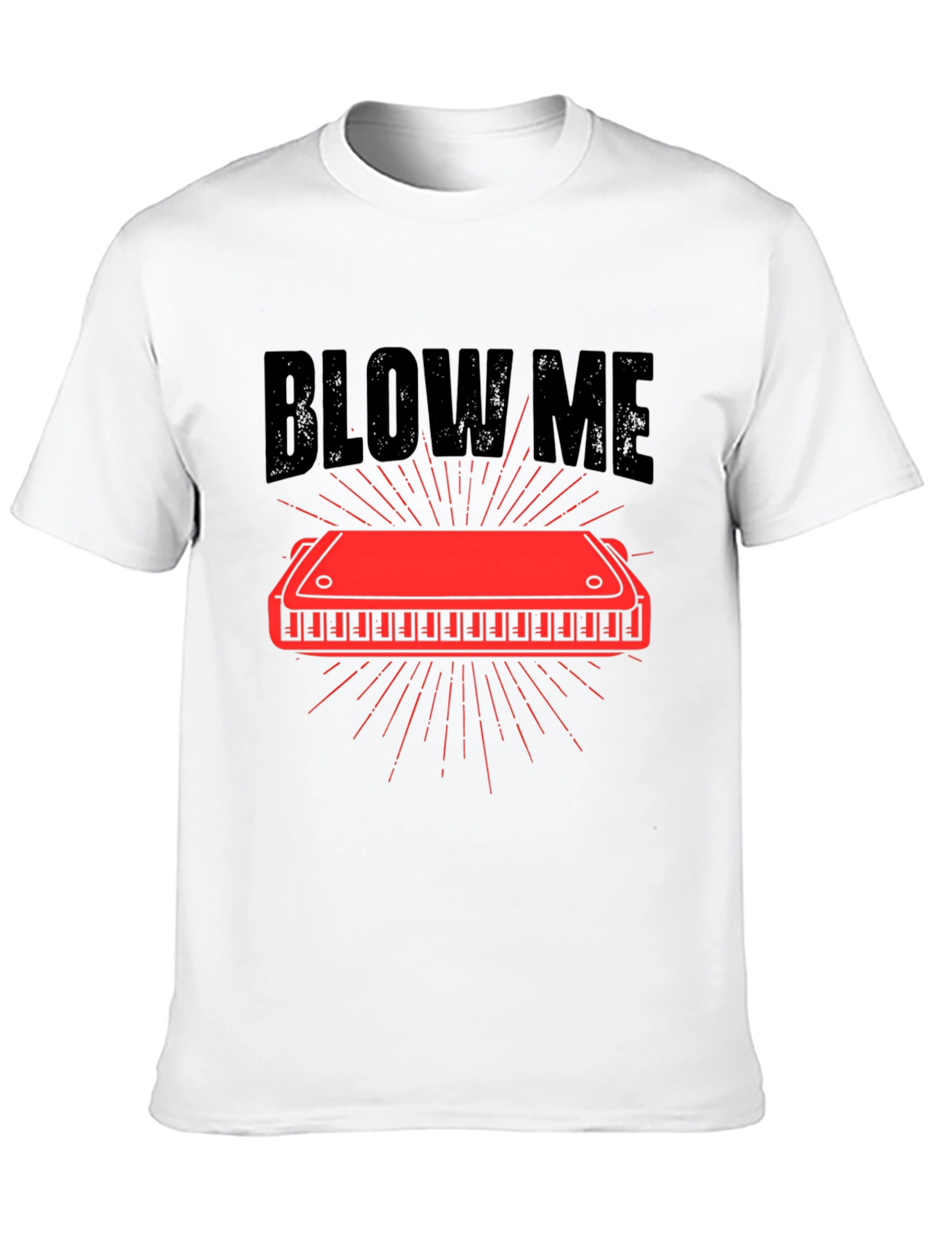 Blow Me Harmonica Graphic Tee - Black Cotton T-Shirt