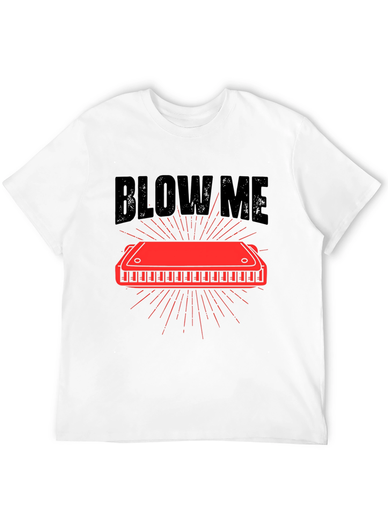 Blow Me Harmonica Graphic Tee - Black Cotton T-Shirt