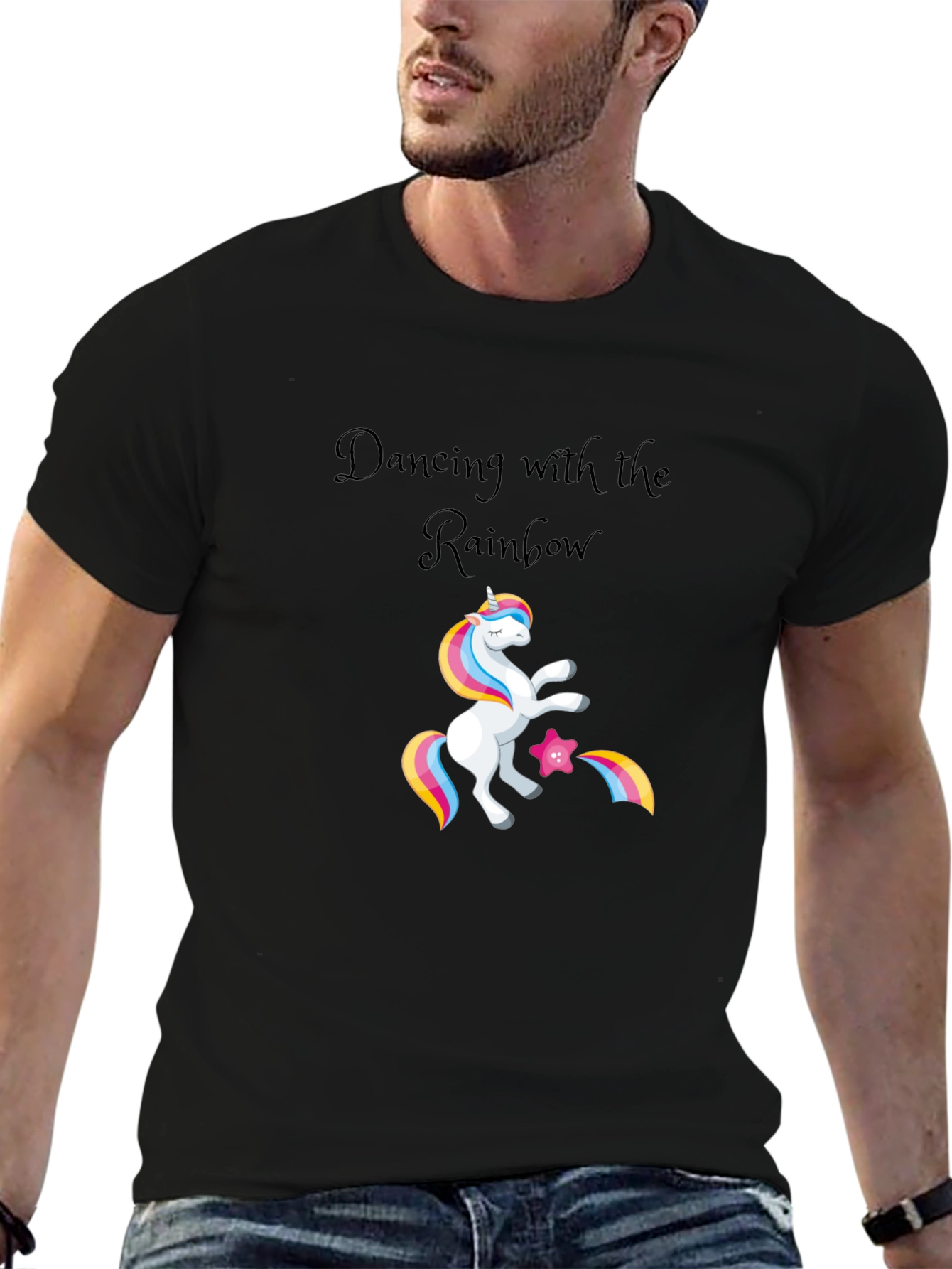 Dancing with Rainbows Black T-Shirt