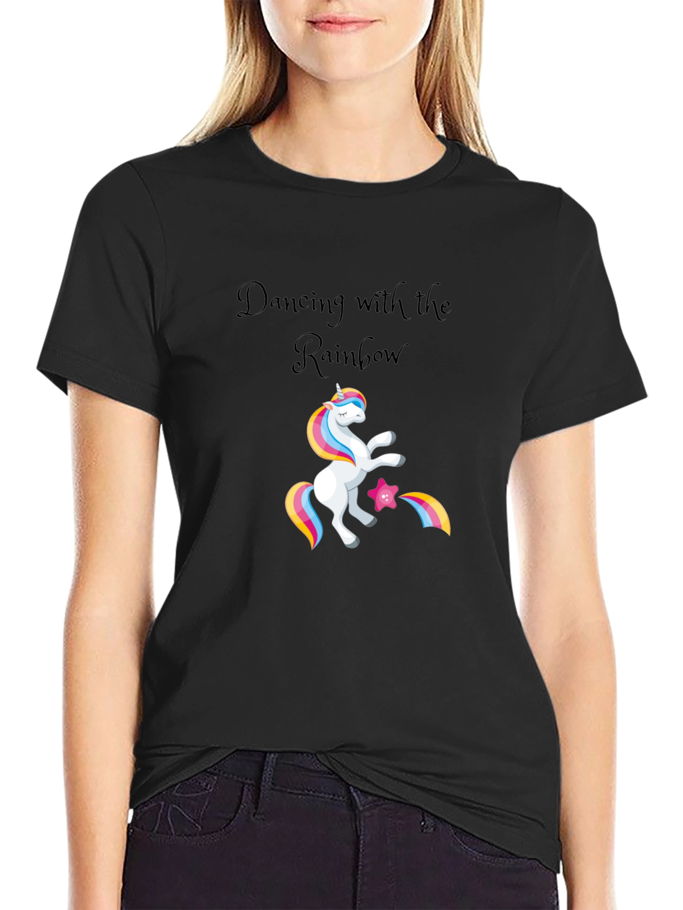 Dancing with Rainbows Black T-Shirt