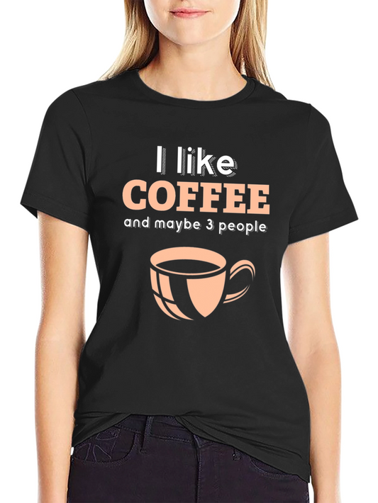 I Like Coffee Graphic T-Shirt - Black Crew Neck