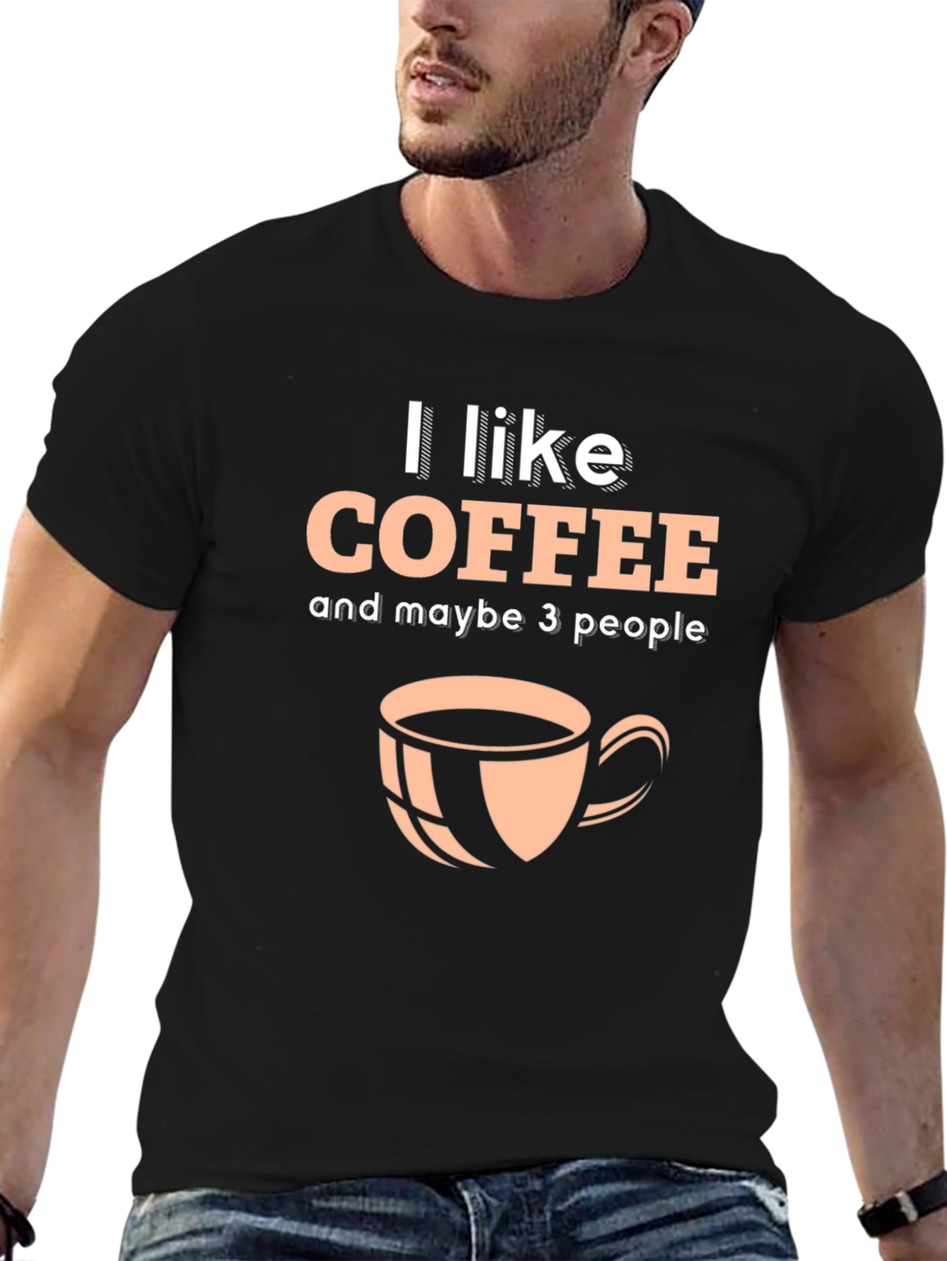 I Like Coffee Graphic T-Shirt - Black Crew Neck