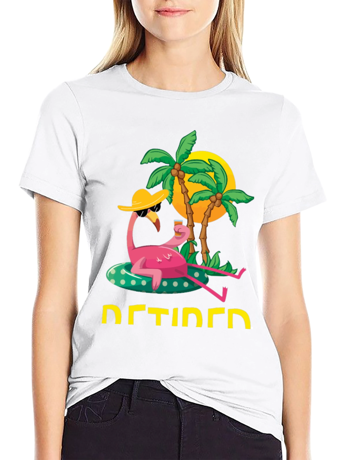 Retired Flamingo T-Shirt - Tropical Relaxation