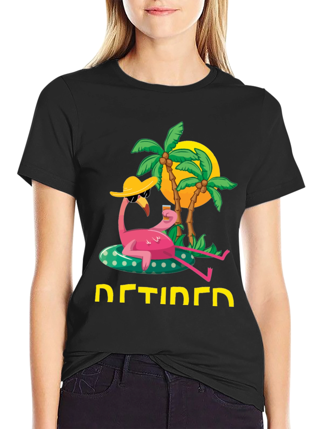 Retired Flamingo T-Shirt - Tropical Relaxation