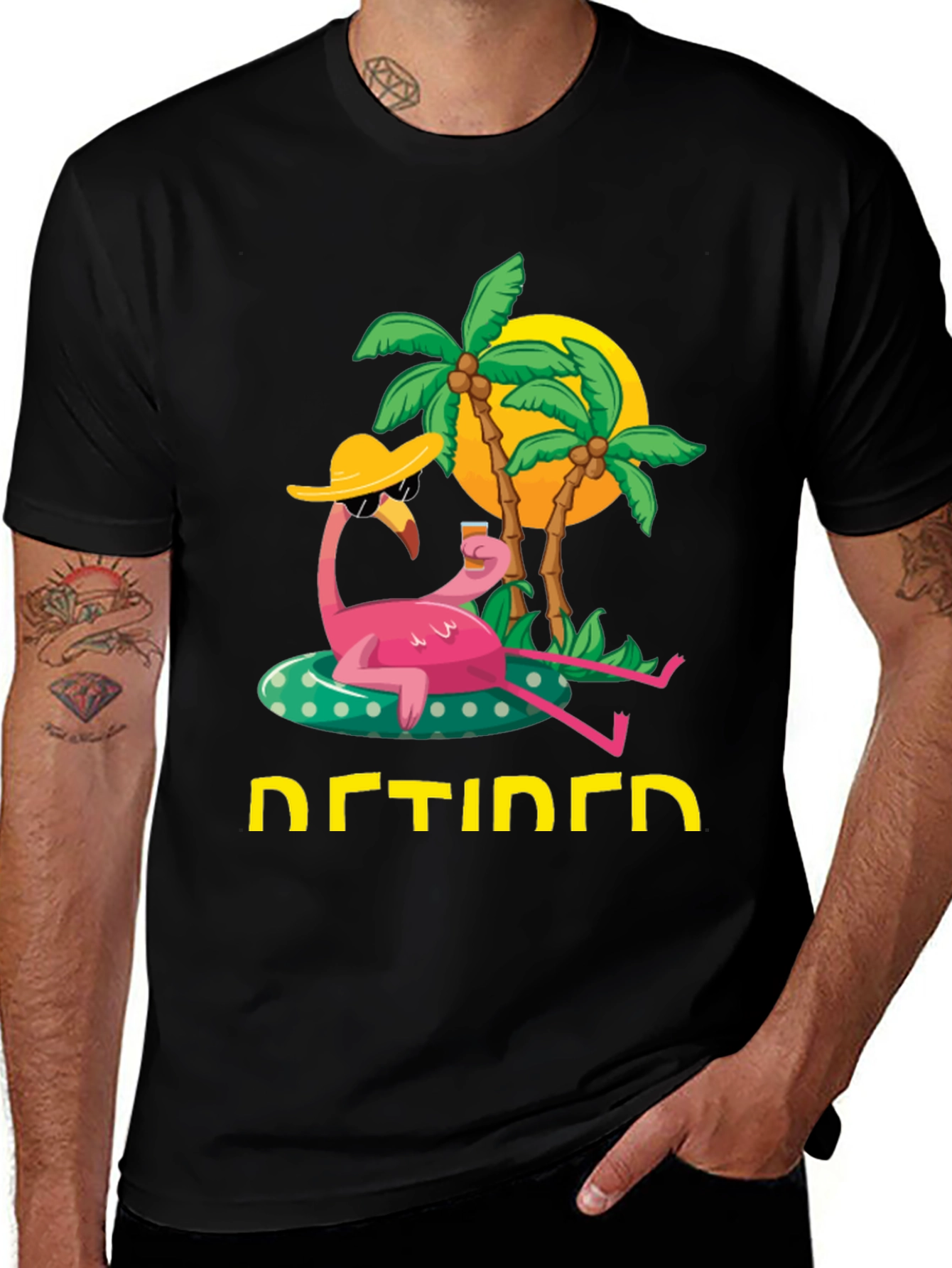 Retired Flamingo T-Shirt - Tropical Relaxation