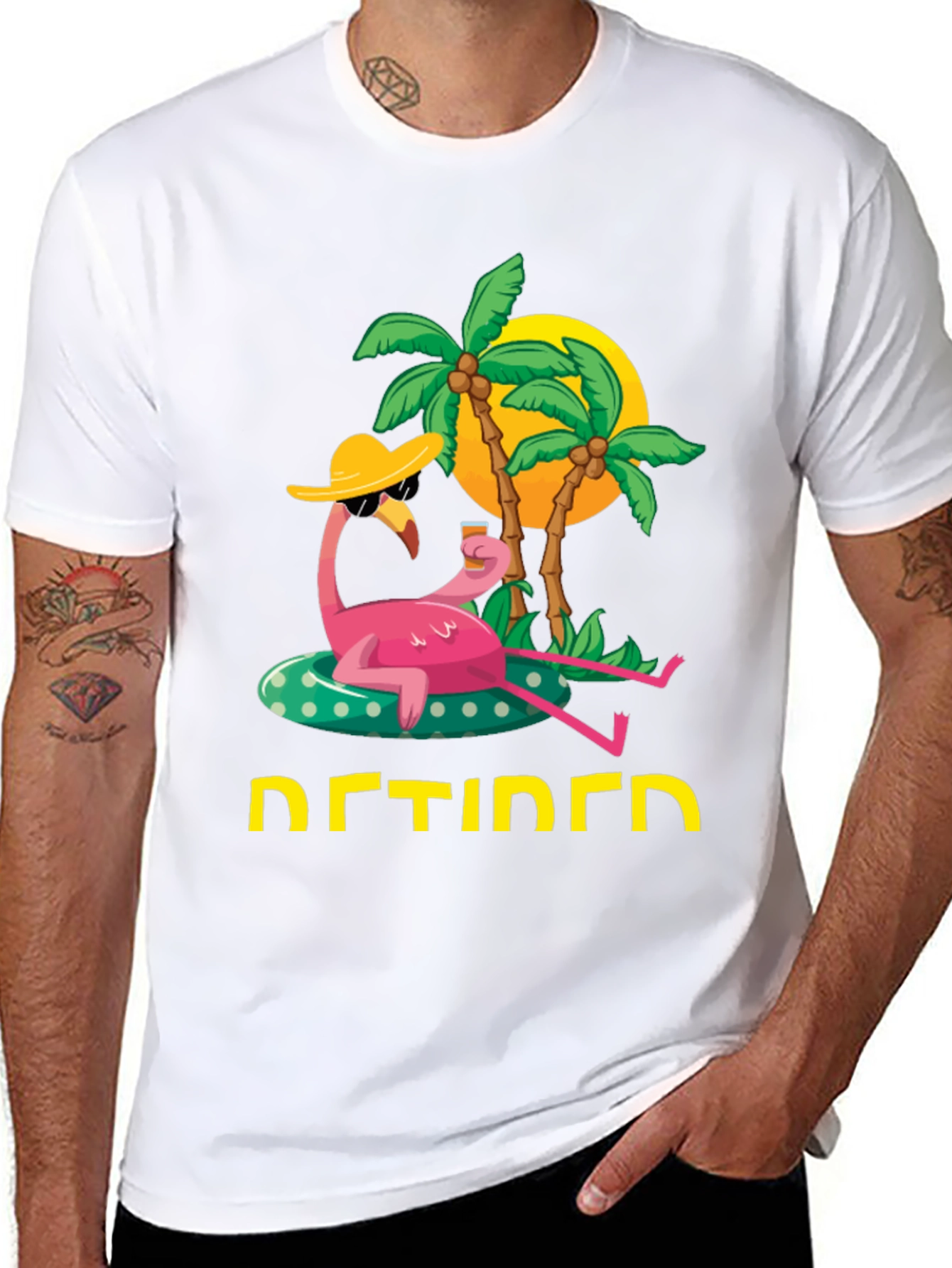 Retired Flamingo T-Shirt - Tropical Relaxation