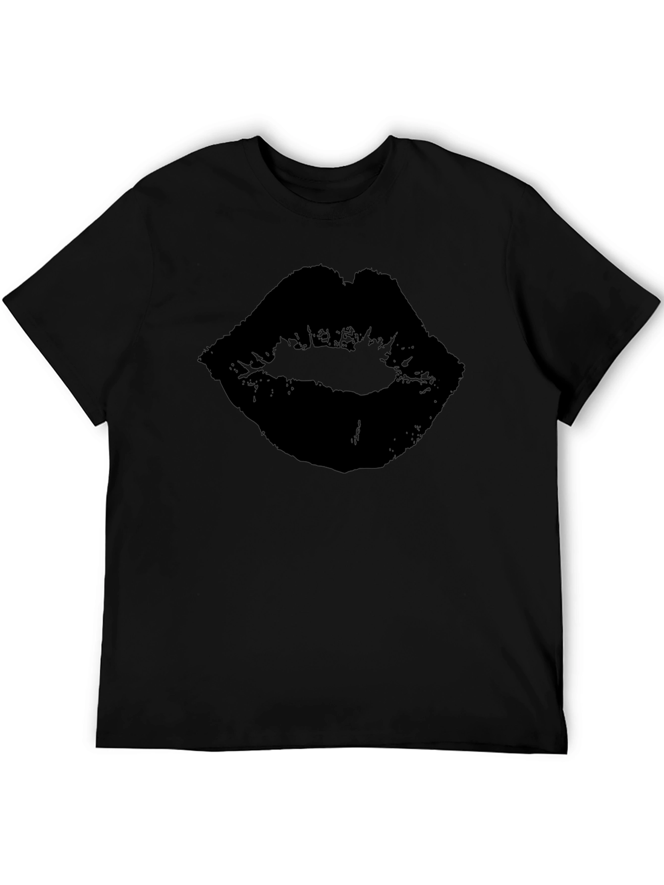 Black Lips Graphic T-Shirt - Stylish Kiss Print Tee