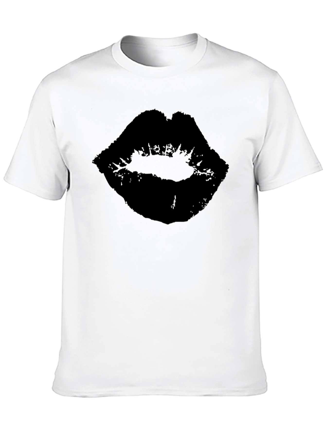 Black Lips Graphic T-Shirt - Stylish Kiss Print Tee