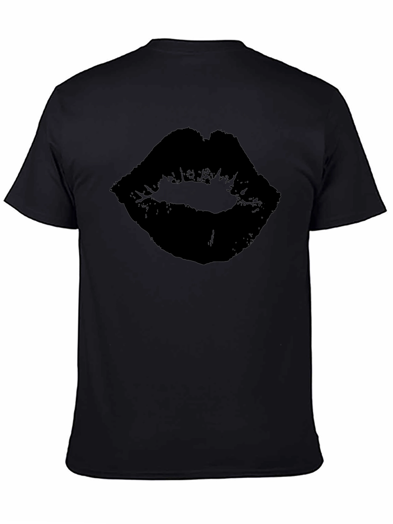 Black Lips Graphic T-Shirt - Stylish Kiss Print Tee