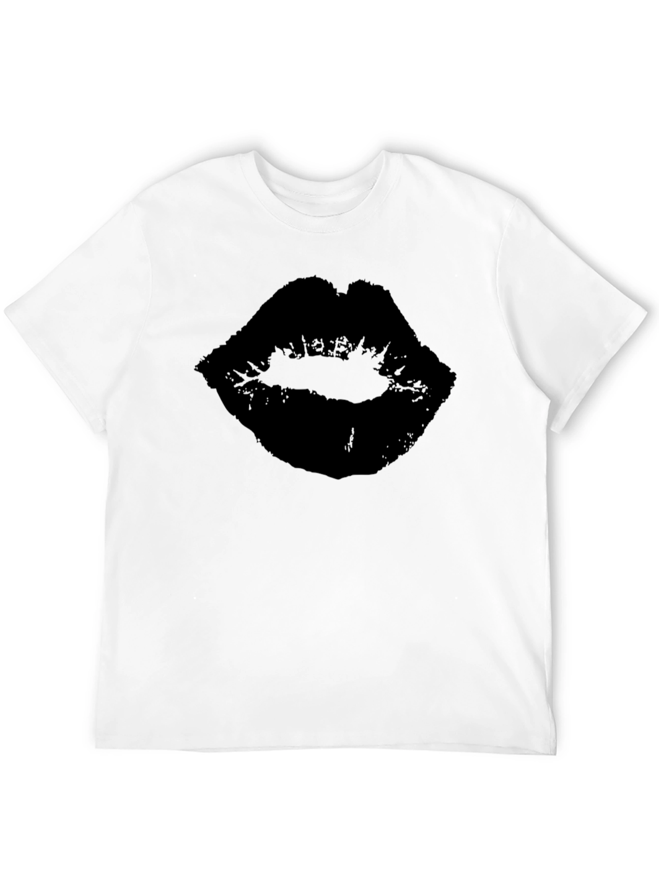 Black Lips Graphic T-Shirt - Stylish Kiss Print Tee
