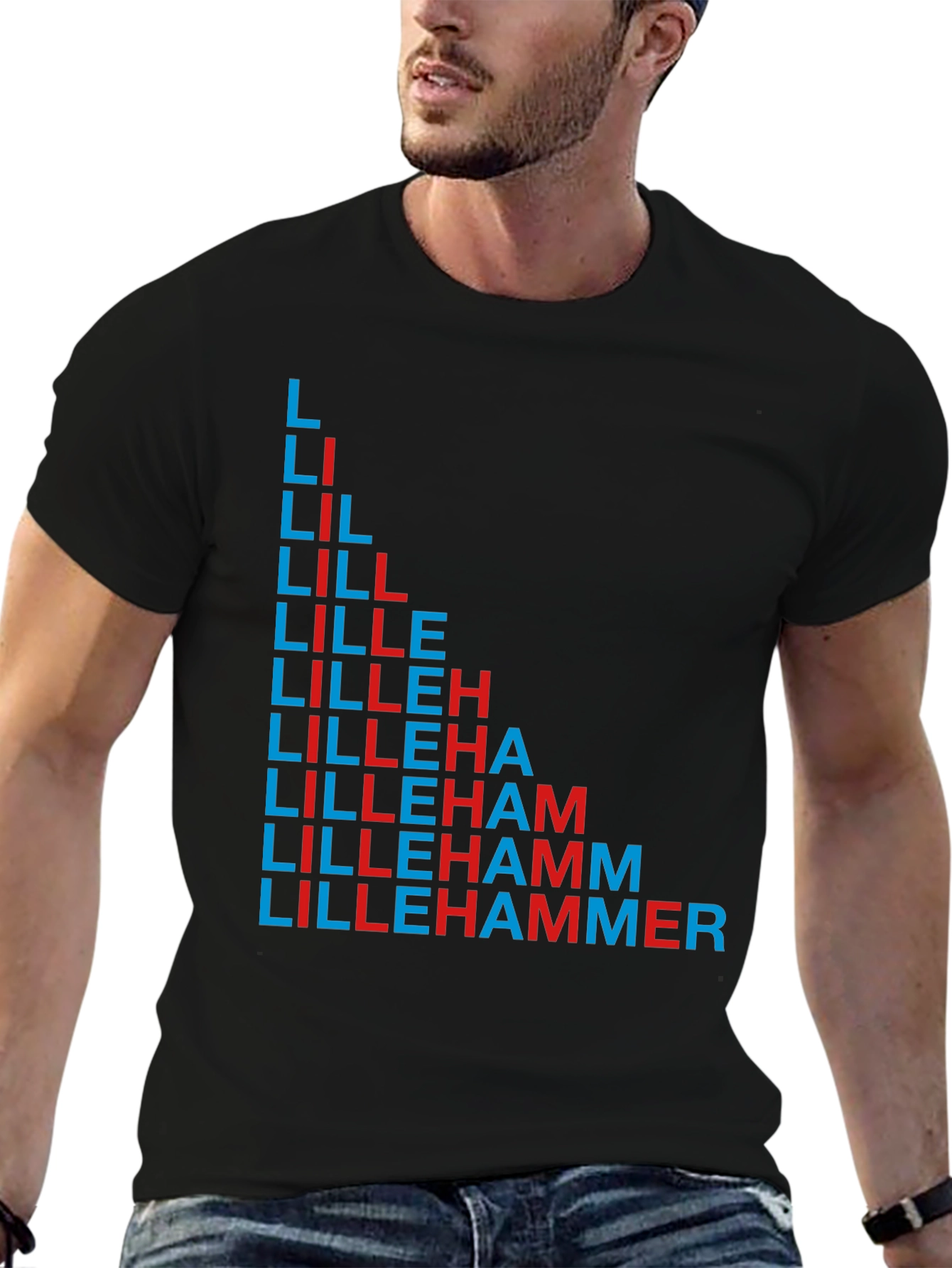 Lillehammer Text Design Black T-Shirt