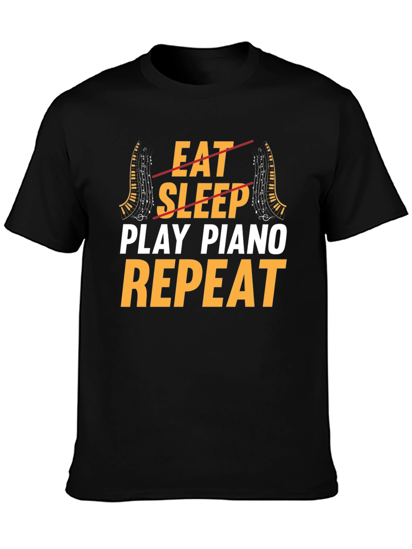 Eat Sleep Play Piano Repeat Graphic T-Shirt