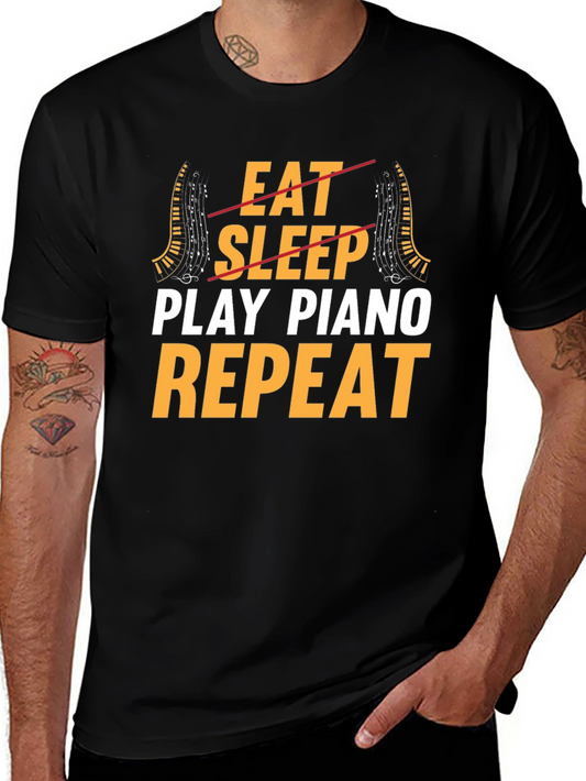 Eat Sleep Play Piano Repeat Graphic T-Shirt