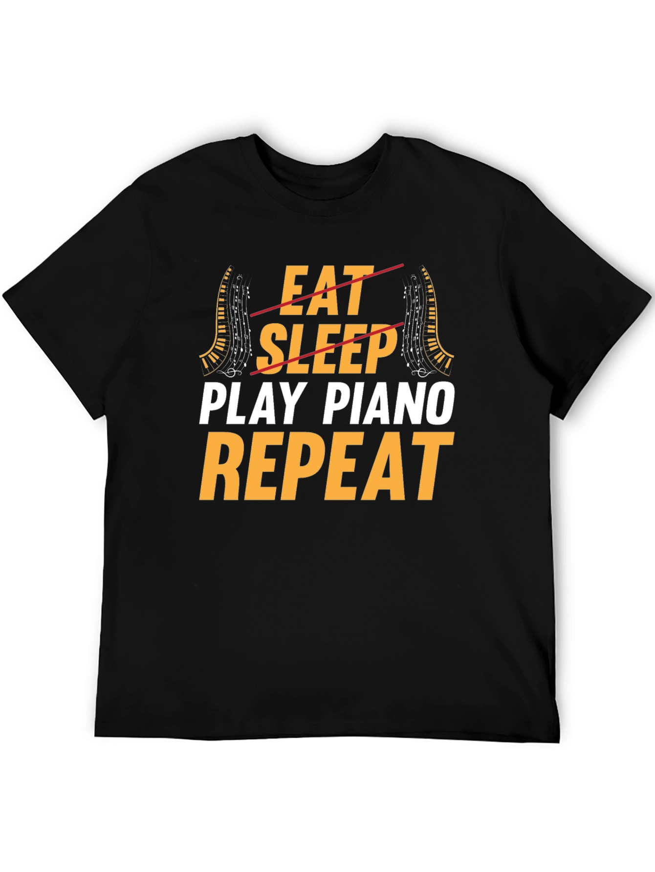 Eat Sleep Play Piano Repeat Graphic T-Shirt