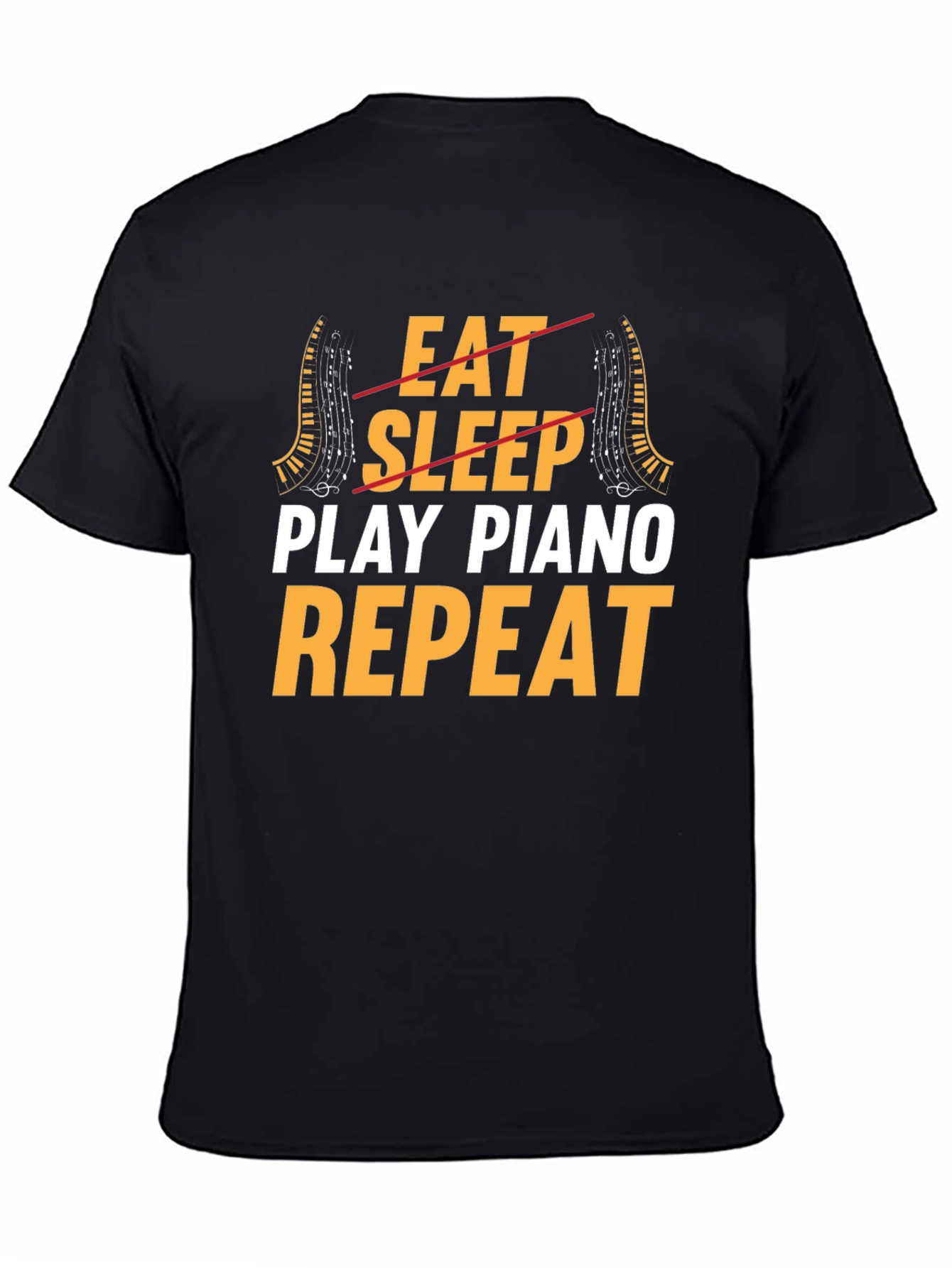 Eat Sleep Play Piano Repeat Graphic T-Shirt