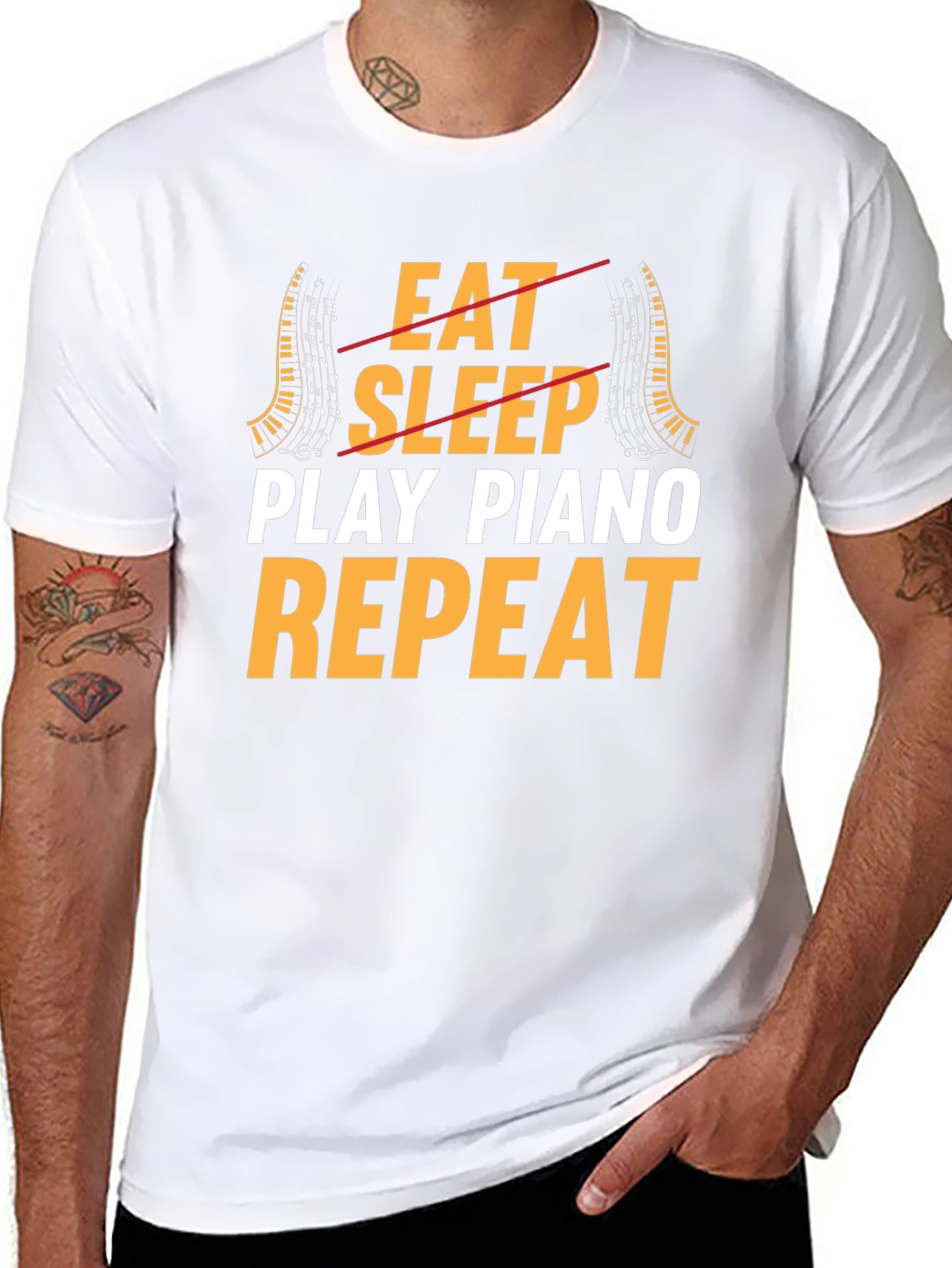 Eat Sleep Play Piano Repeat Graphic T-Shirt