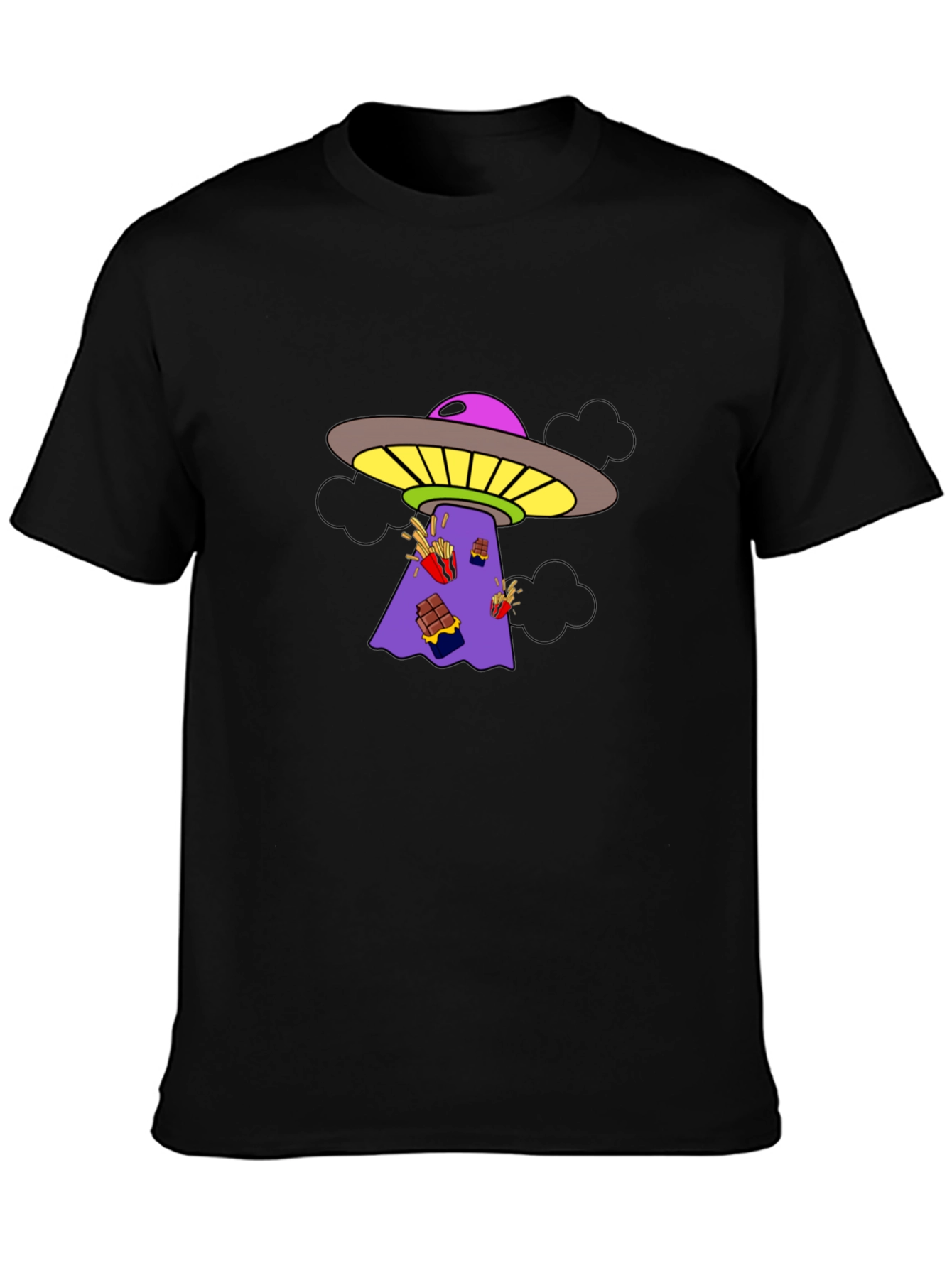 UFO Abduction Graphic Tee - Black Cotton T-Shirt