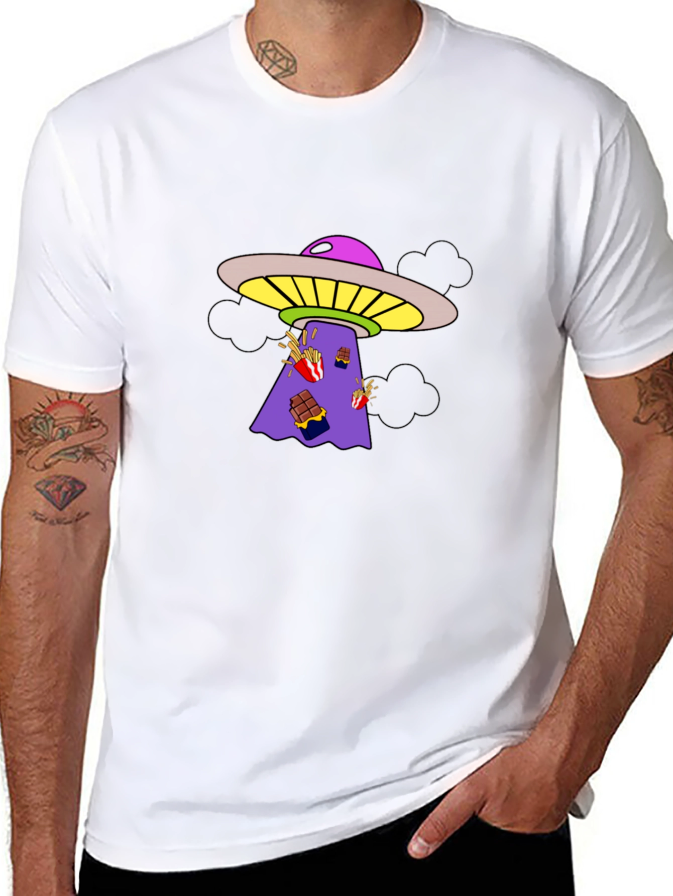 UFO Abduction Graphic Tee - Black Cotton T-Shirt