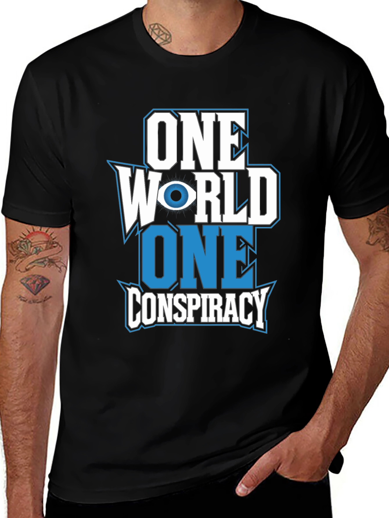 One World Conspiracy T-Shirt Black Cotton Graphic Tee