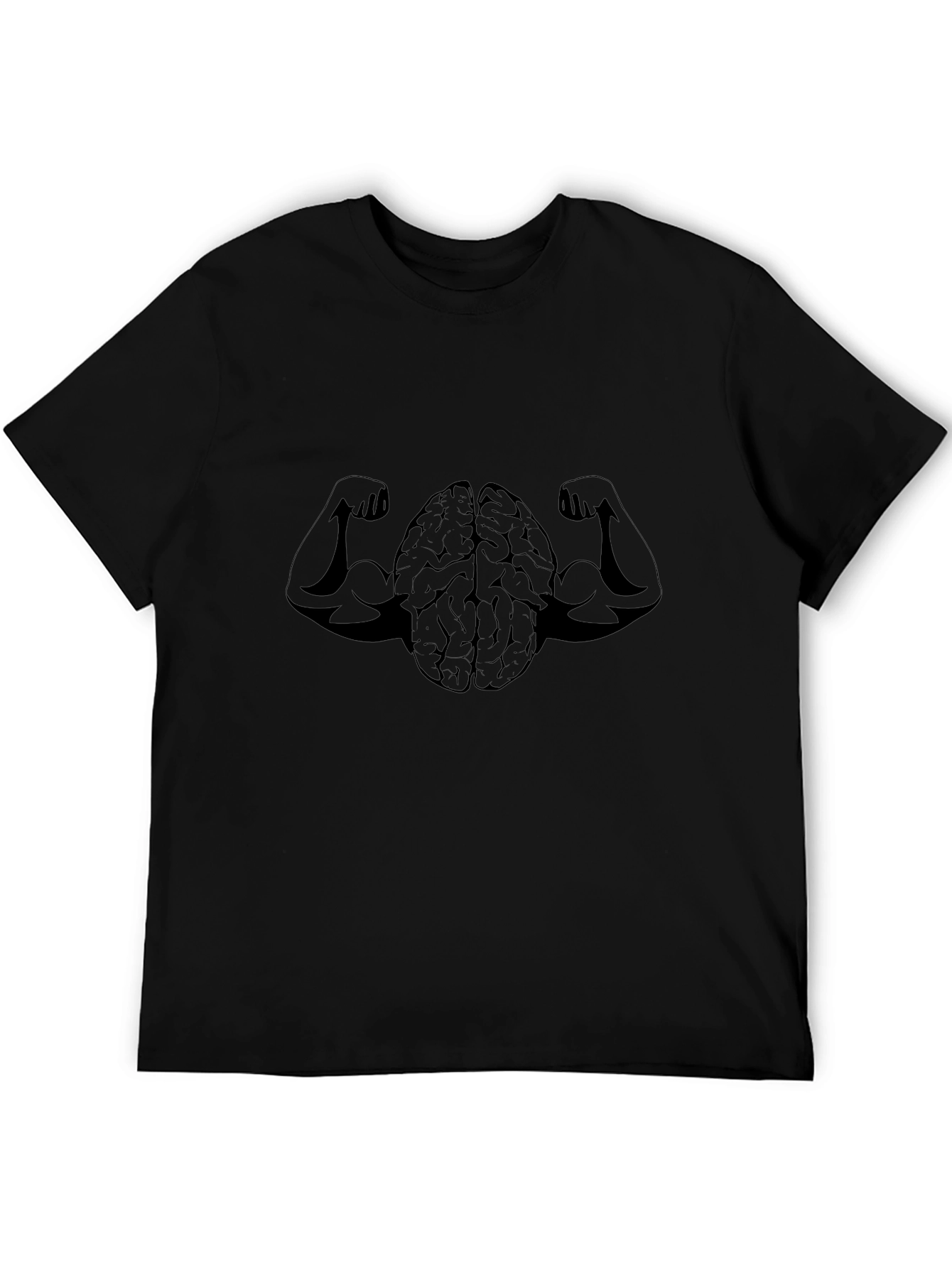 Brain with Muscles Graphic Black T-Shirt