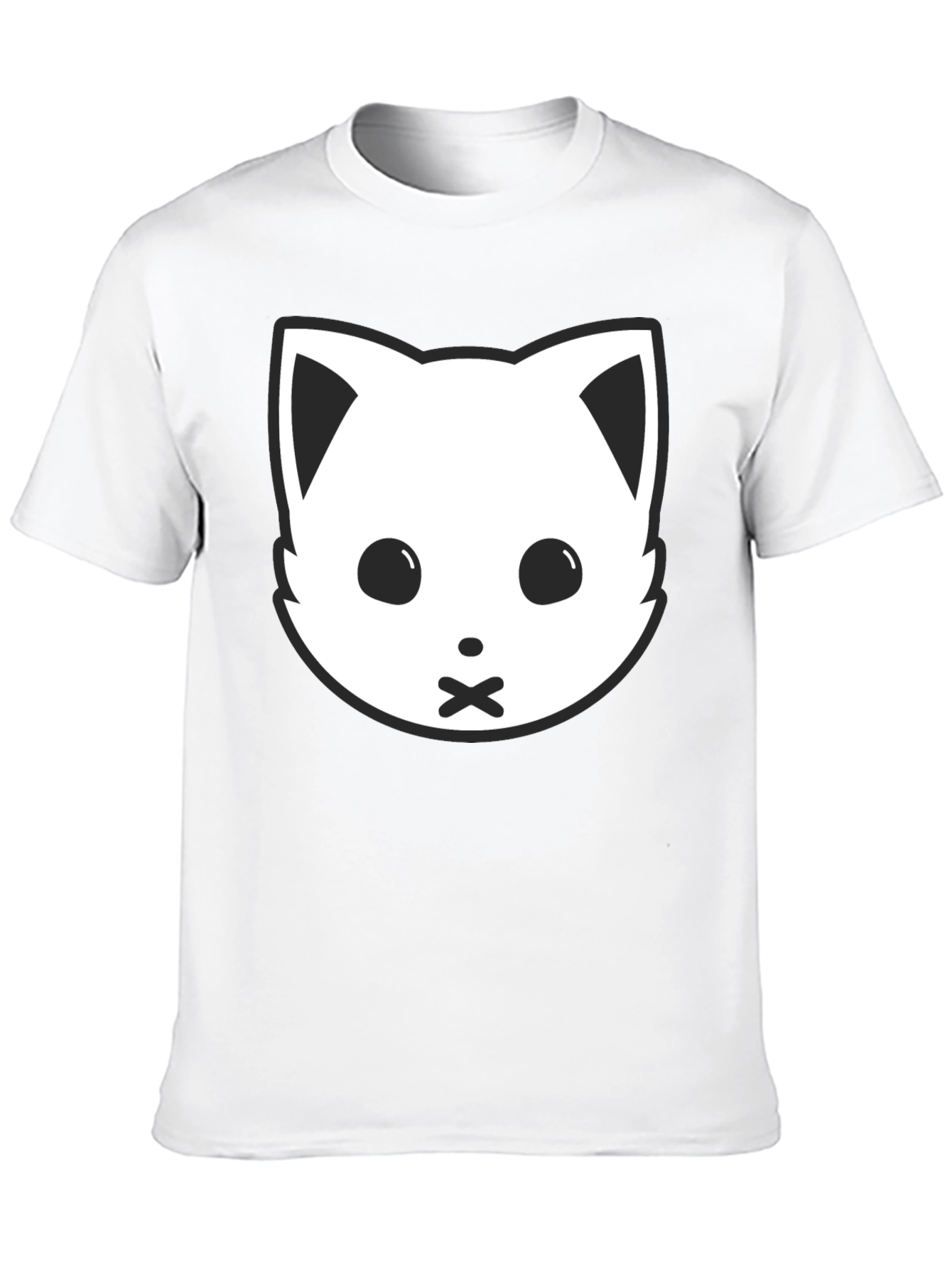 Black Cat Face Graphic Tee - Silent Kitty Style