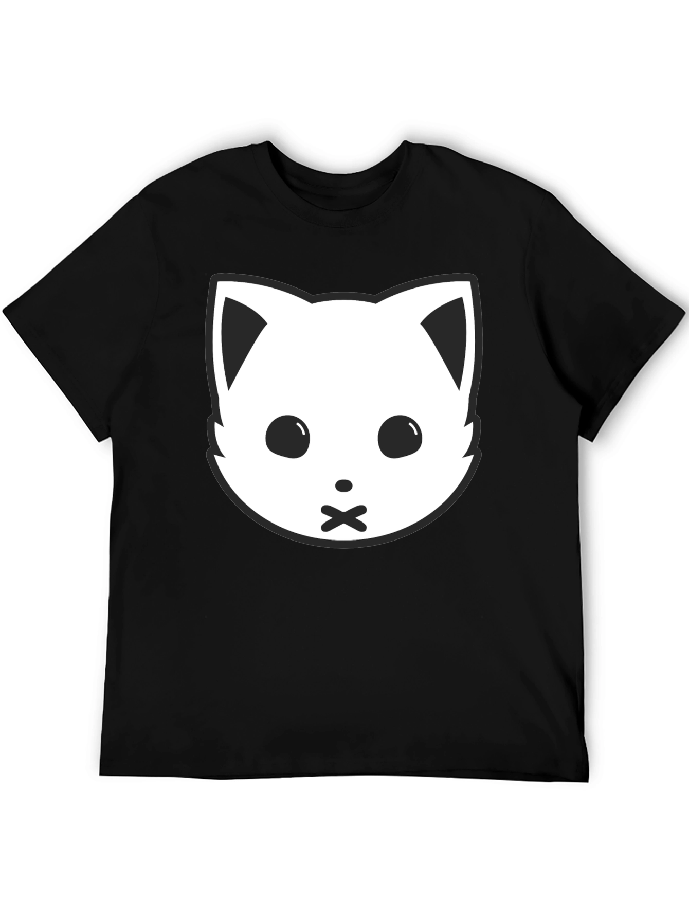 Black Cat Face Graphic Tee - Silent Kitty Style