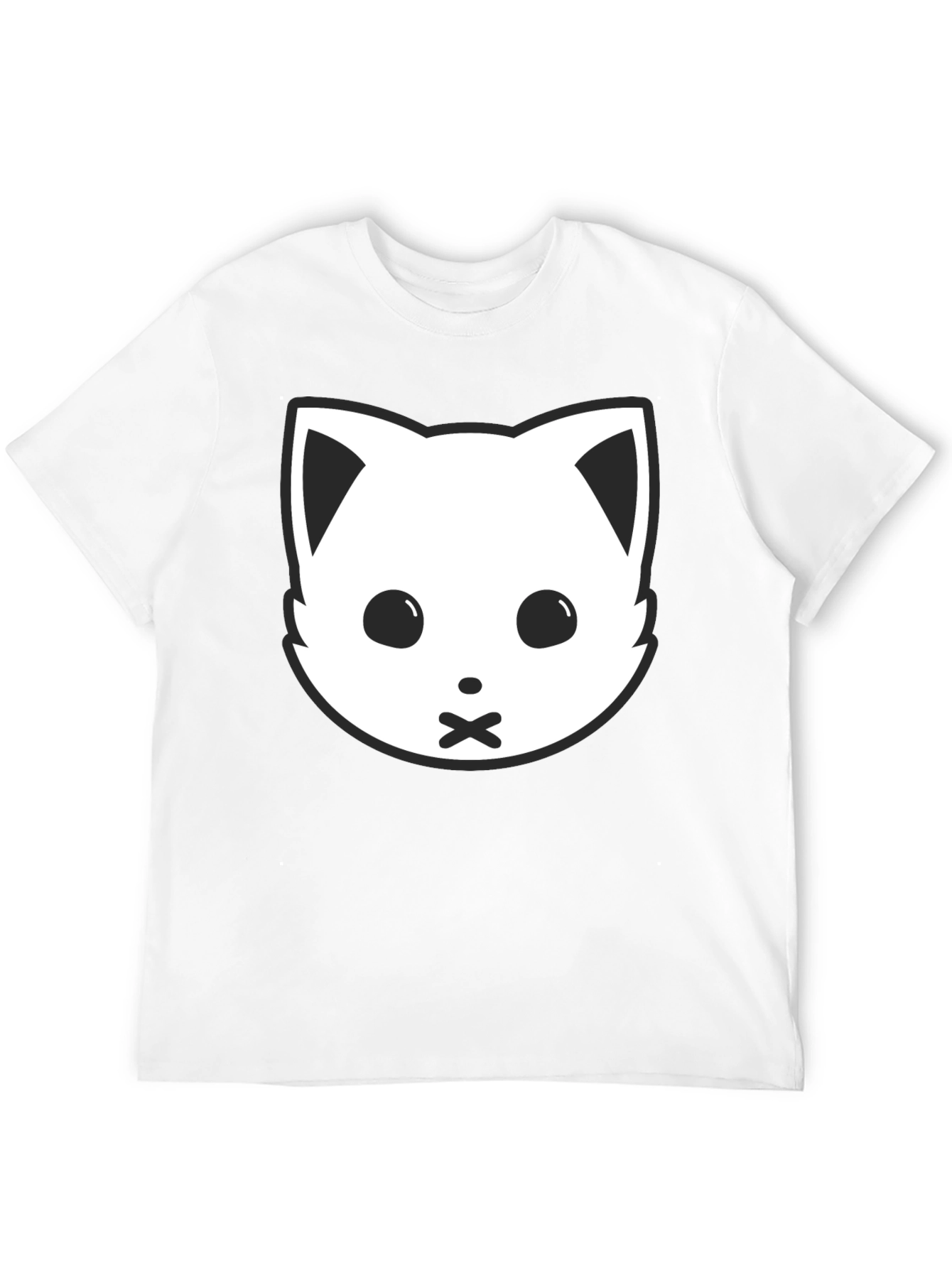 Black Cat Face Graphic Tee - Silent Kitty Style