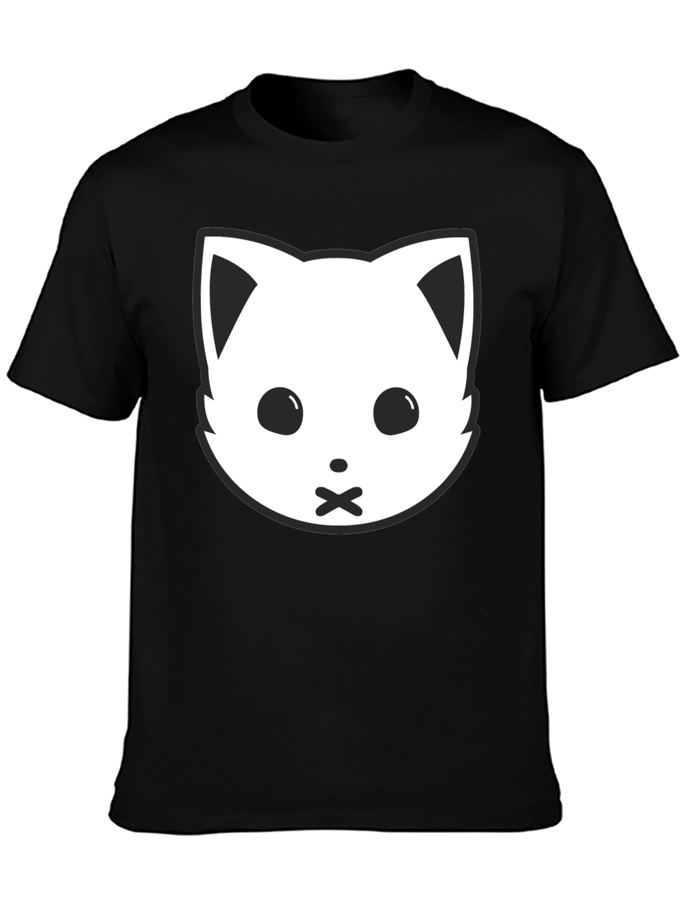 Black Cat Face Graphic Tee - Silent Kitty Style