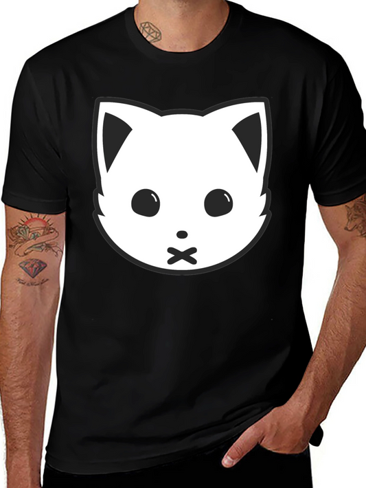 Black Cat Face Graphic Tee - Silent Kitty Style