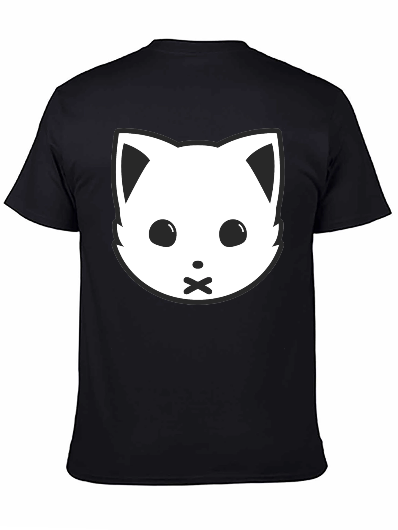 Black Cat Face Graphic Tee - Silent Kitty Style