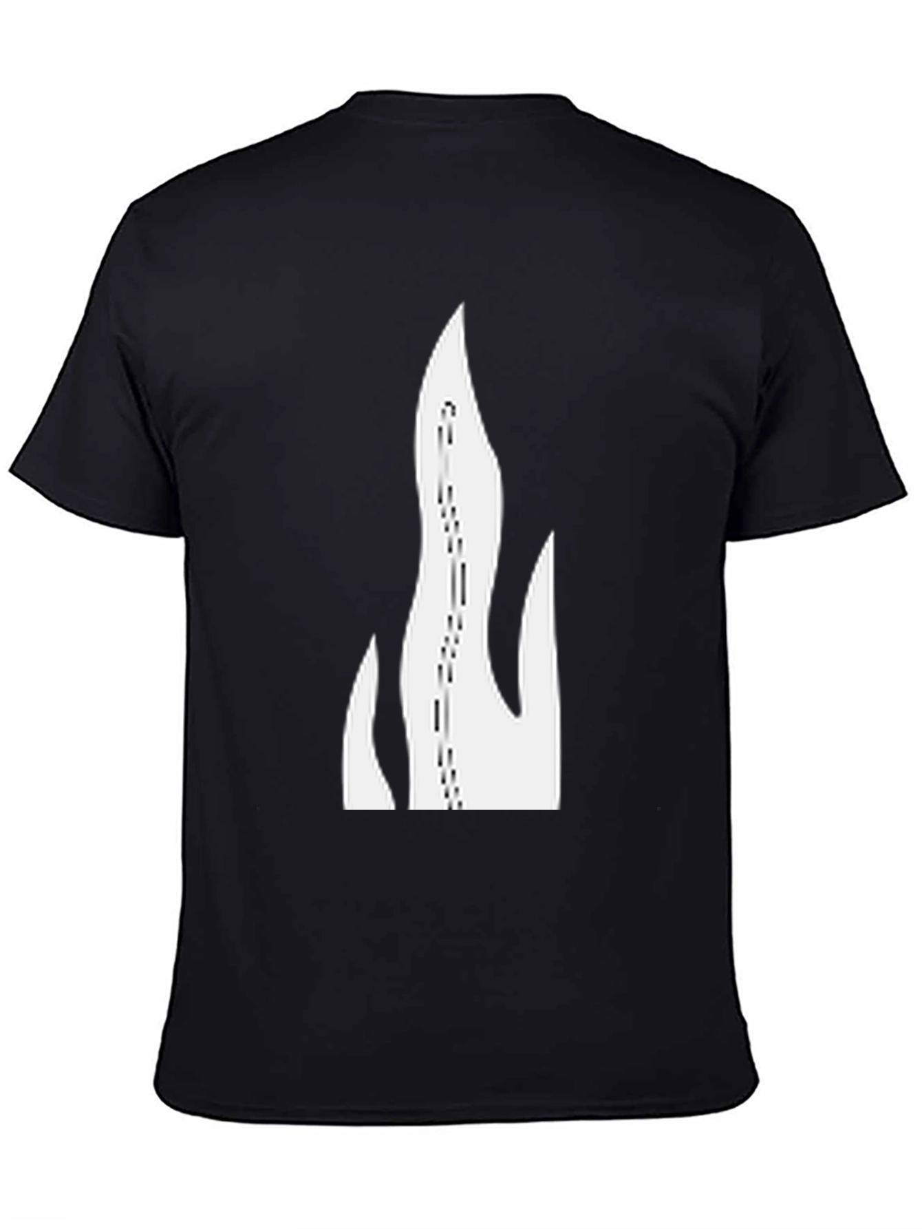 Mens Black T-Shirt with Graphic Flame Design