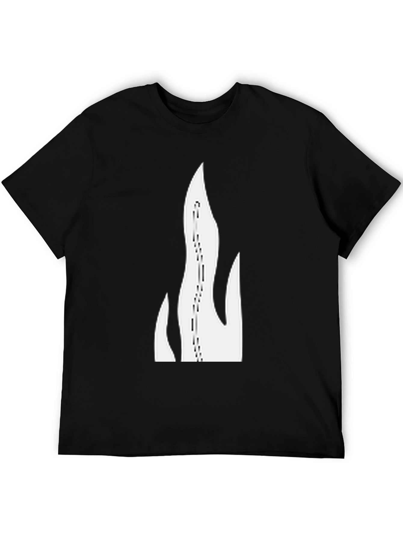 Mens Black T-Shirt with Graphic Flame Design
