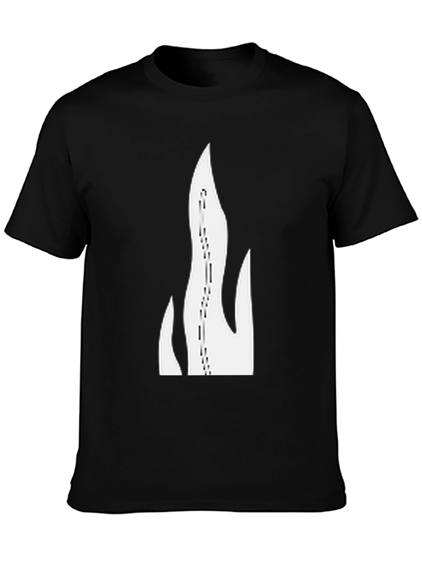 Mens Black T-Shirt with Graphic Flame Design