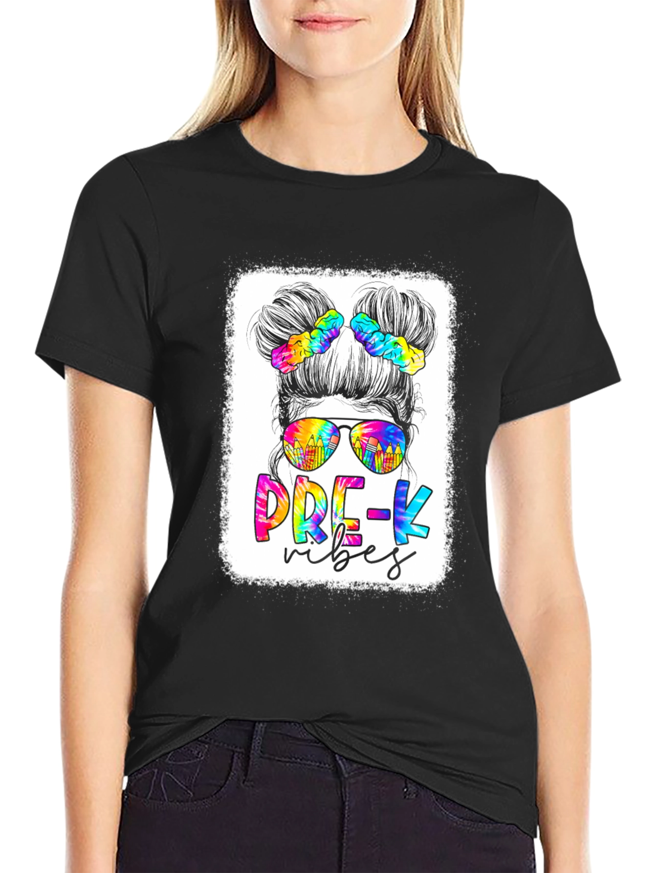 Pre-K Vibes Messy Bun T-Shirt